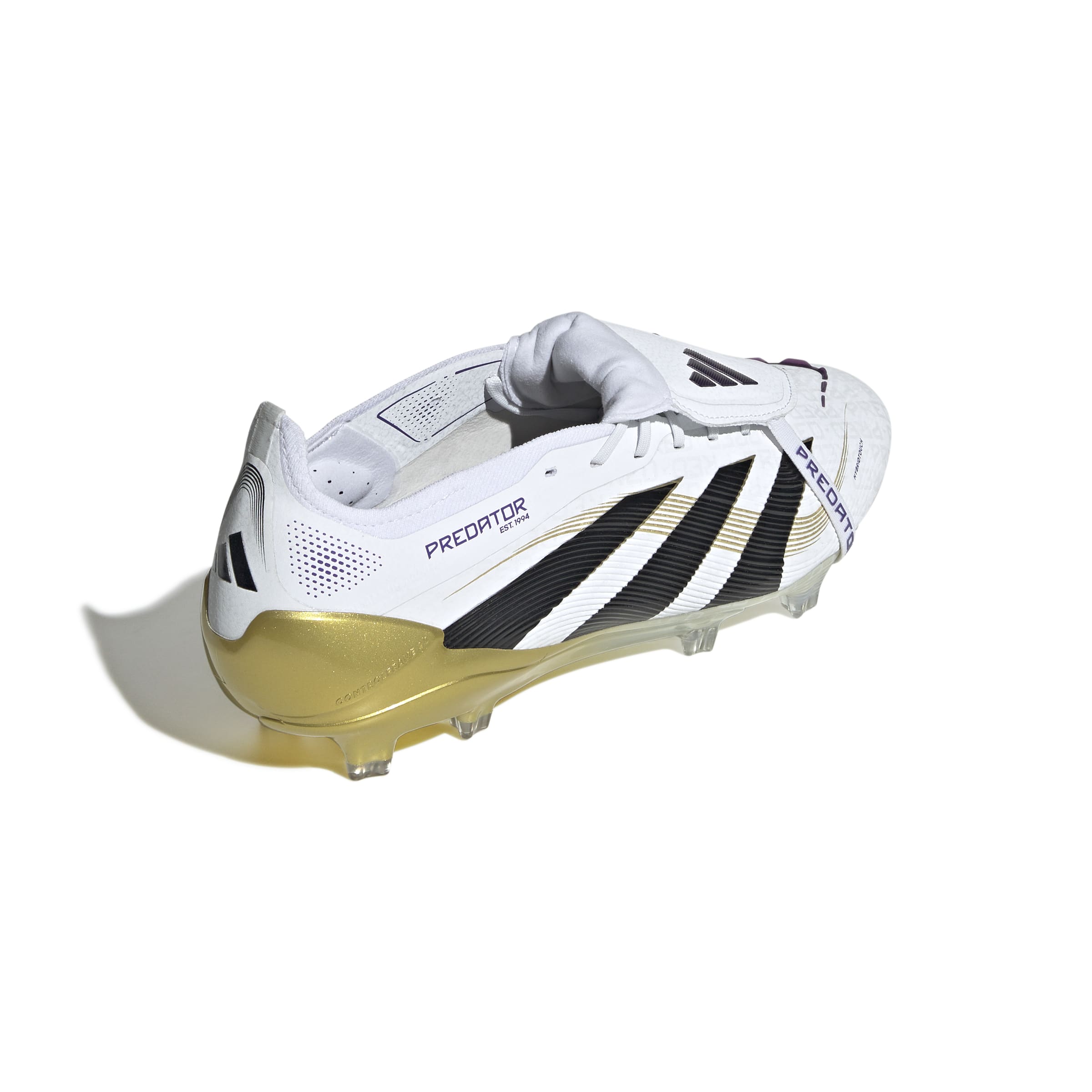 Adidas Predator Elite FG Soccer Cleats - White/Core Black/Gold Metallic - Fold Over Tongue Design for Enhanced Fit - Perfect for Competitive Matches & Training Sessions