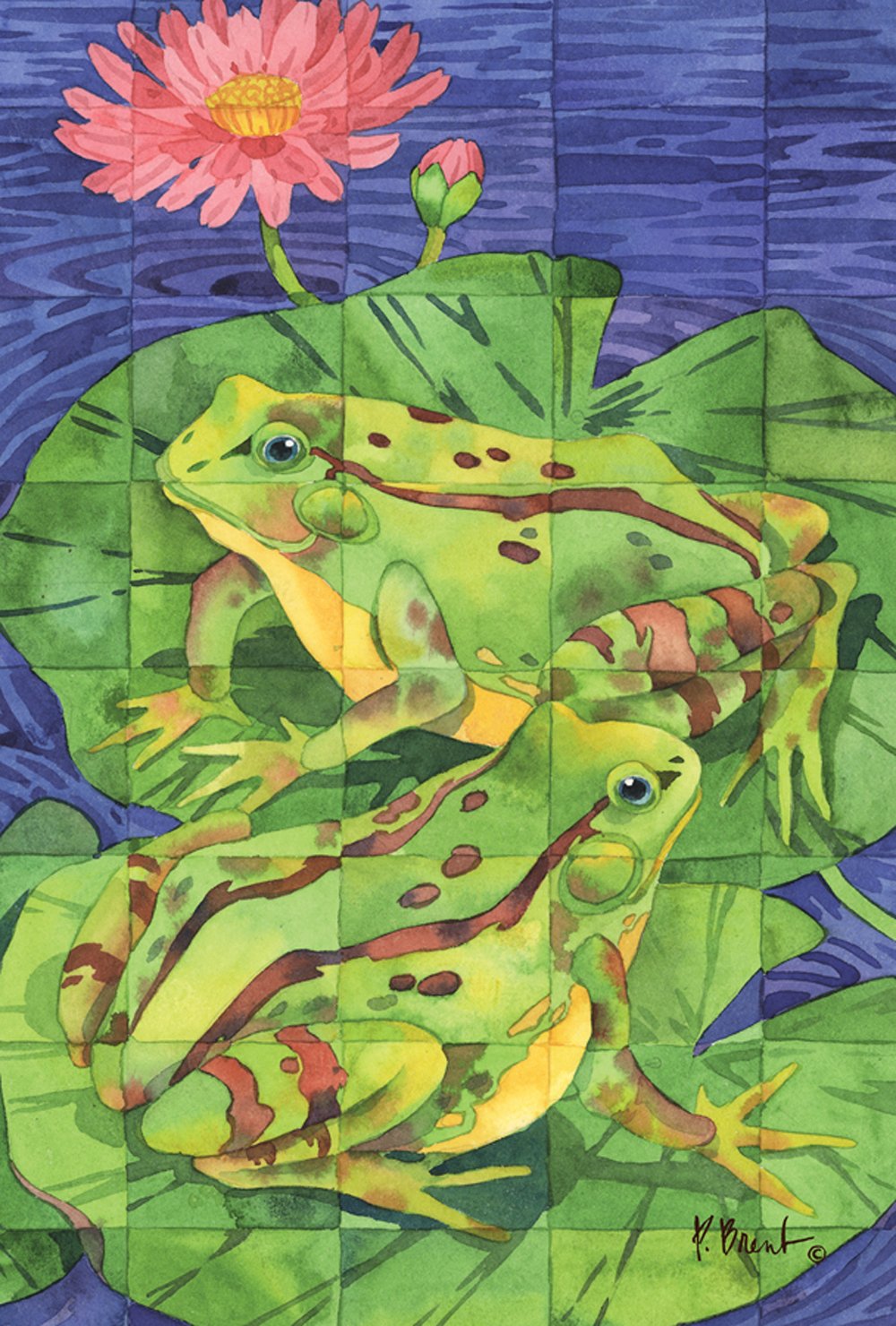 Toland Home Garden 119852 Double Sided Frog Garden Flag - 12x18 Inch Outdoor Yard Decoration with Toad Tiles Design - Perfect for House, Pond & Garden Decor