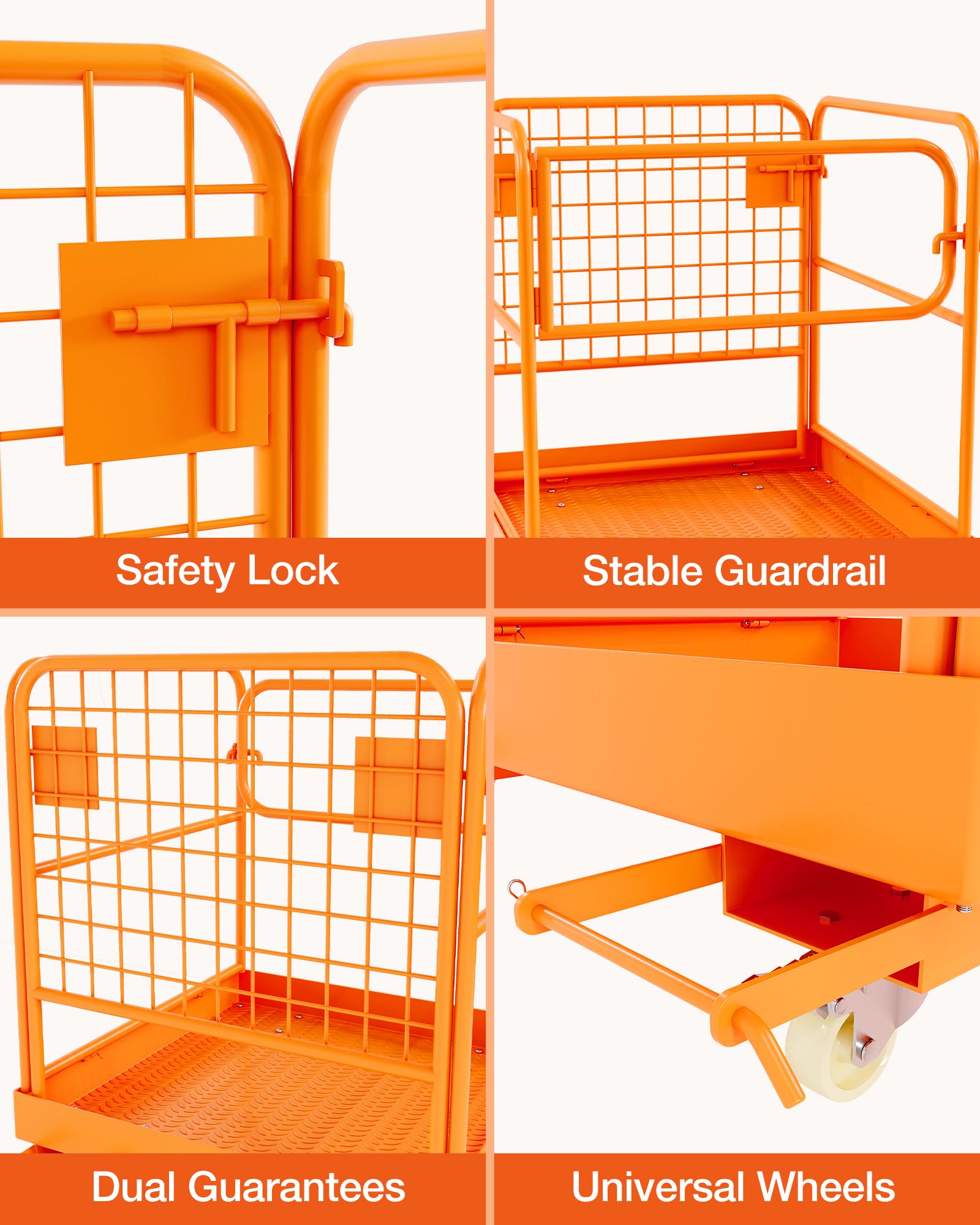 **GARVEE 36x36 Foldable Forklift Safety Cage - 1200lbs Capacity Work Platform with Protective Guardrail & Drain Hole - Ideal for Aerial Work, Warehouse, and Construction Use**