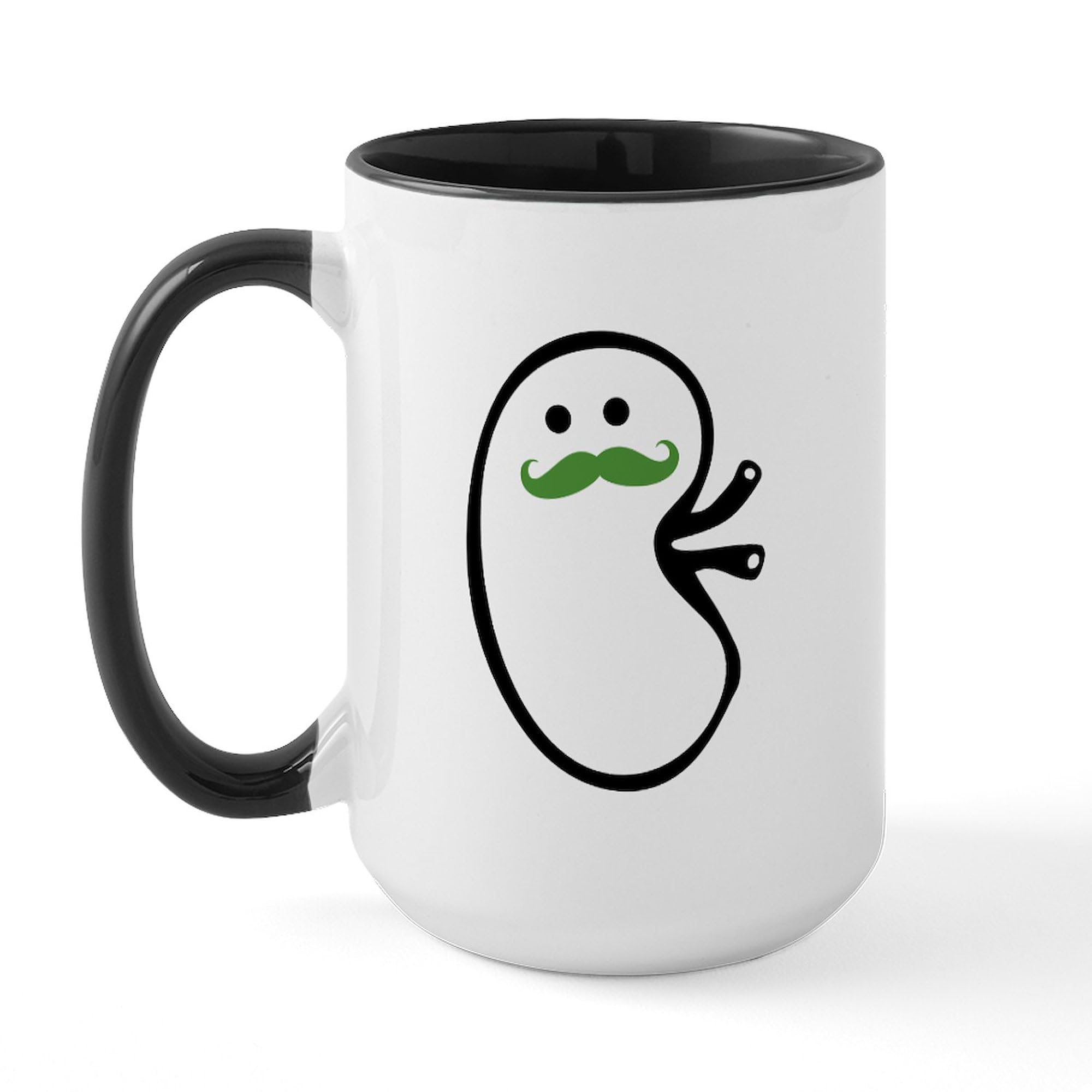 Kidney Mustache Ceramic Coffee Mug 15 oz (444 ml) - Funny Novelty Gift for Nurses, Doctors & Medical Professionals - Perfect for Coffee, Tea & Hot Beverages at Home or Office