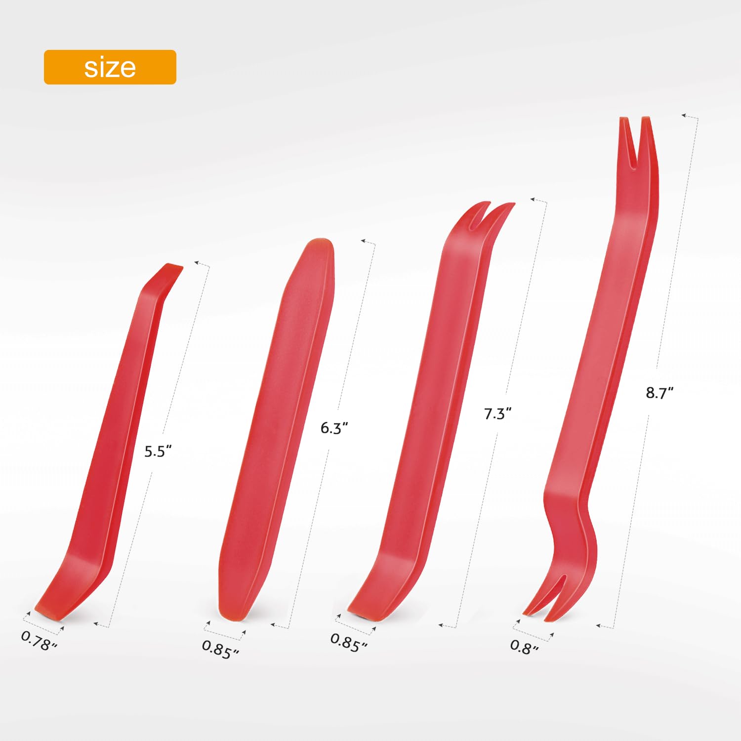GOOACC 4PCS Auto Trim Removal Tool Kit - No Scratch Car Audio Dash Window Molding Removal Set (Red) | Perfect for Car Stereo Installation, Door Panel Repair & Interior Detailing
