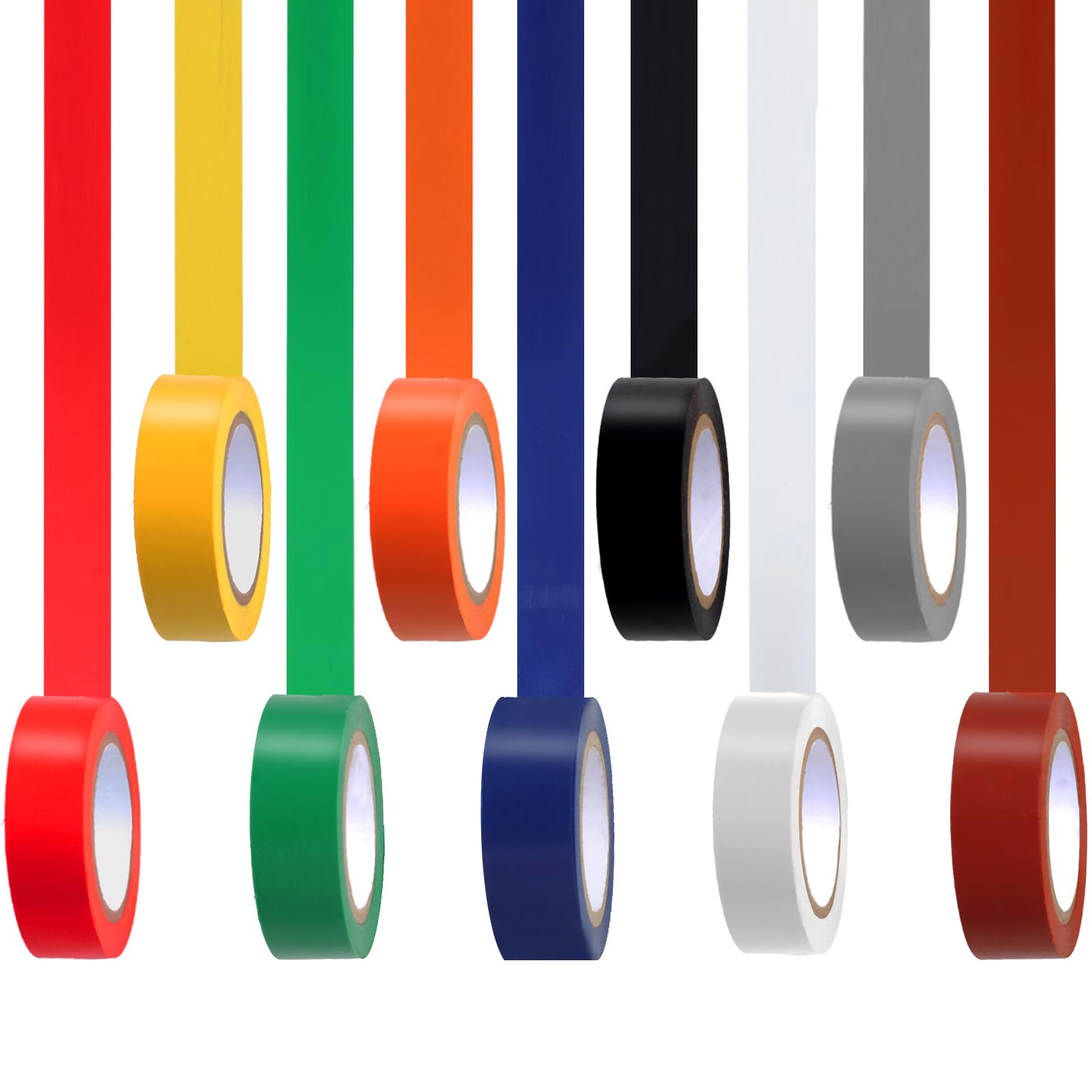 Romeda 9 Pack Colored Electrical Tape - Waterproof, UV & Oil Resistant Insulation Tape for Home, Office & Industrial Use - Perfect for Wiring, Cable Management & DIY Electrical Projects