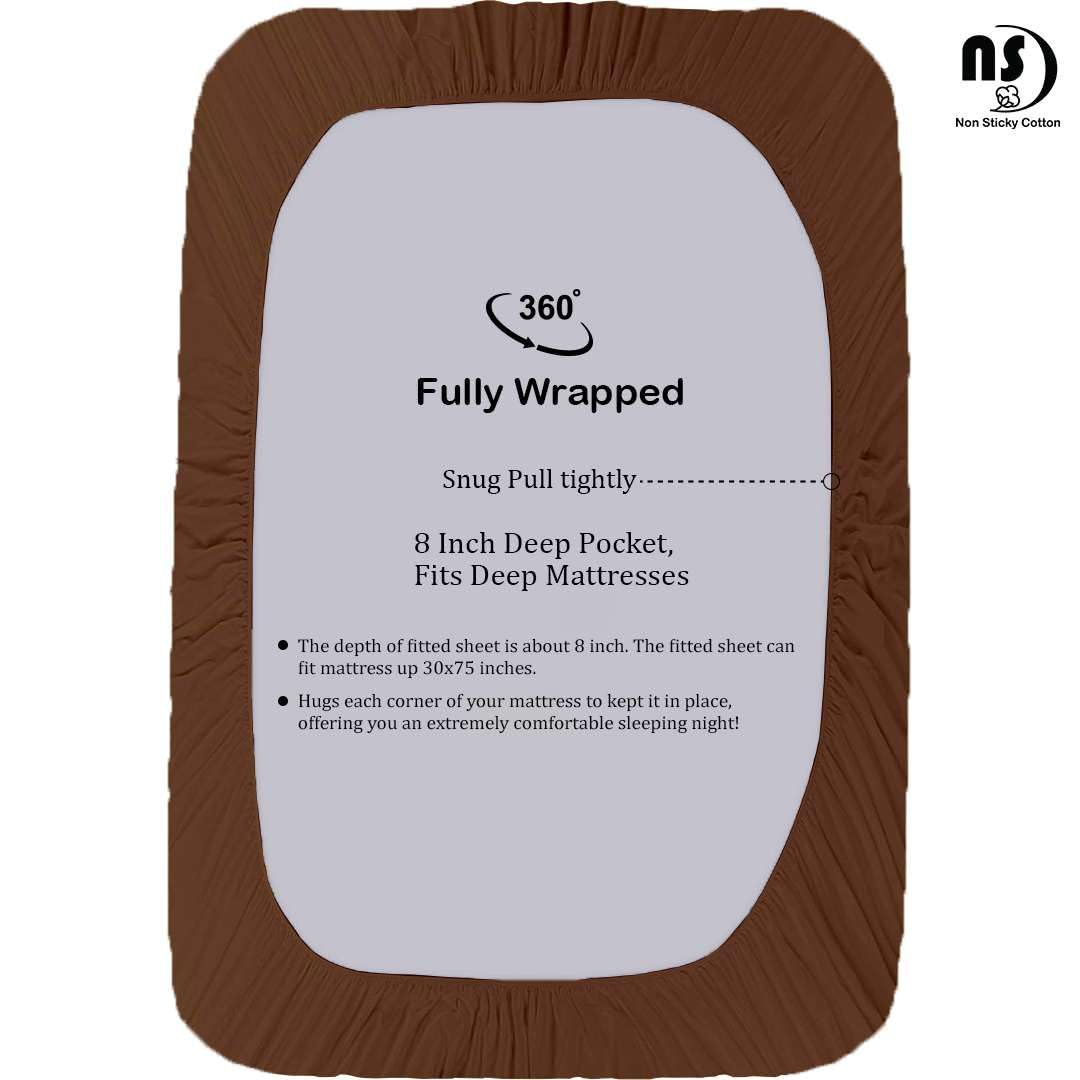 **Narrow Twin Fitted Sheets Set - 33x75 Inches, 100% Cotton Taupe Solid, 4-Piece for RV Bunk Beds, Guest Beds & Cots | Soft & Breathable for Comfortable Sleep**