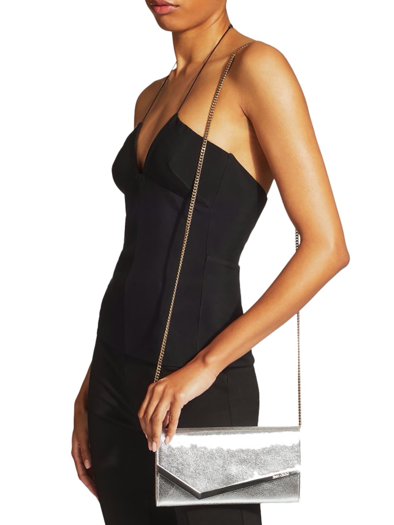 Elegant Champagne Leather Clutch Bag with Glitter Accents - Perfect for Evening Parties, Weddings & Special Occasions