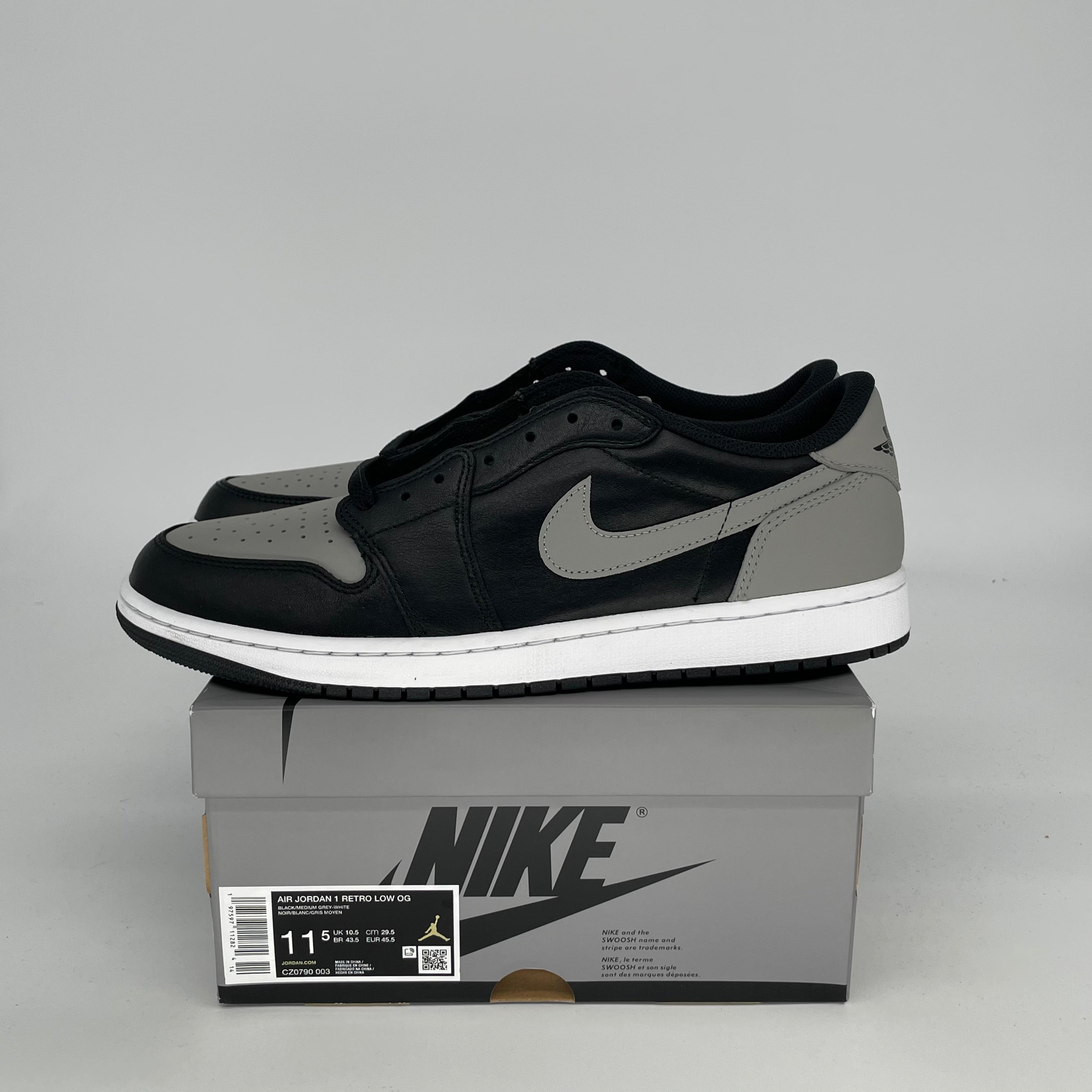 AIR JORDAN 1 LOW SHADOW Sneakers - Men's Size 11.5 (CZ0790-003) - Retro Basketball Shoes for Streetwear & Casual Outfits