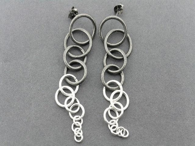 Circular Chain Reaction Earrings for Women - Silver & Oxidized Style - Perfect for Parties, Weddings, and Everyday Fashion