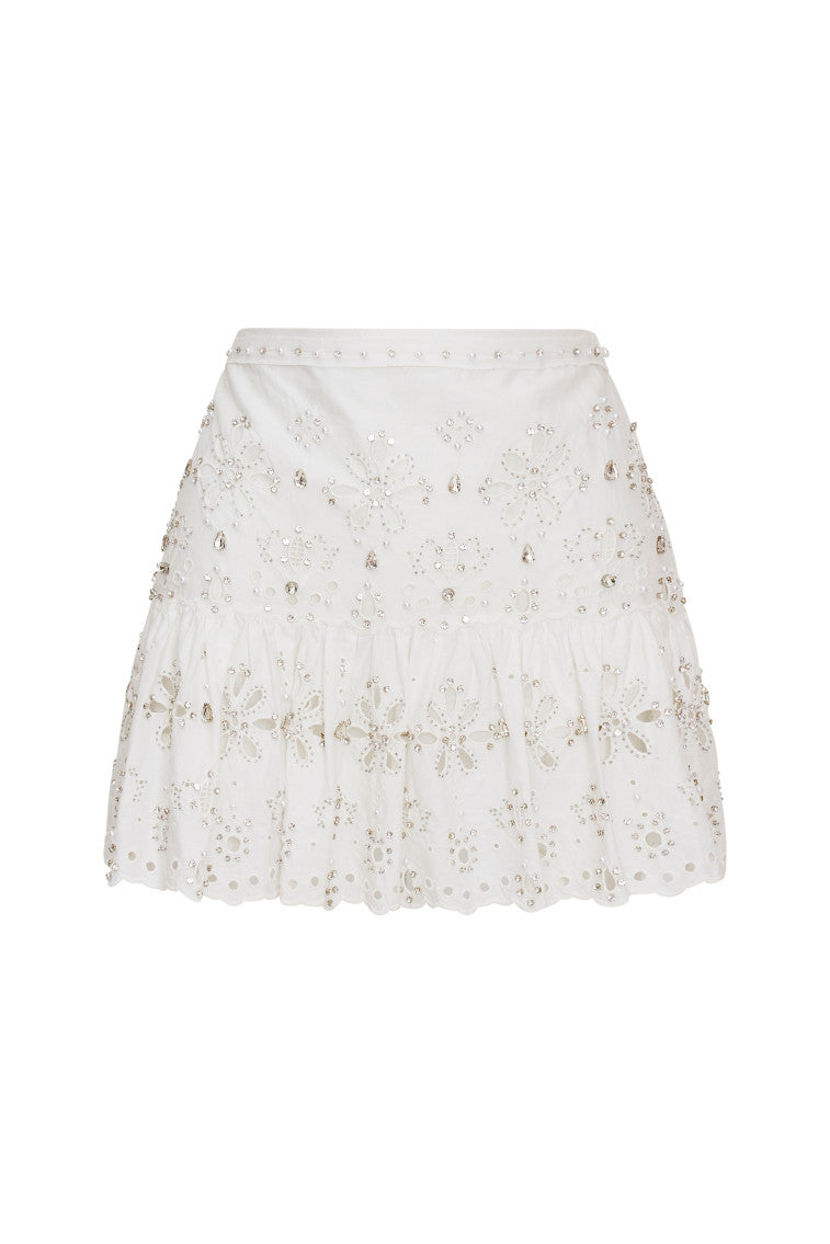 Cova Rhinestone Cotton Mini Skirt for Women - Sparkling Party Outfit, Summer Casual Wear & Nightclub Fashion