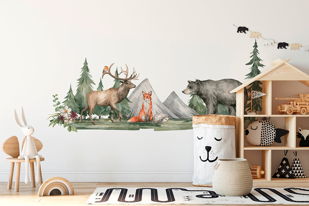 Designwalls 2 - Forest Animals Wall Decals for Nursery & Kids Room Decor - Perfect for Baby Shower Gifts & Wildlife Themed Bedrooms