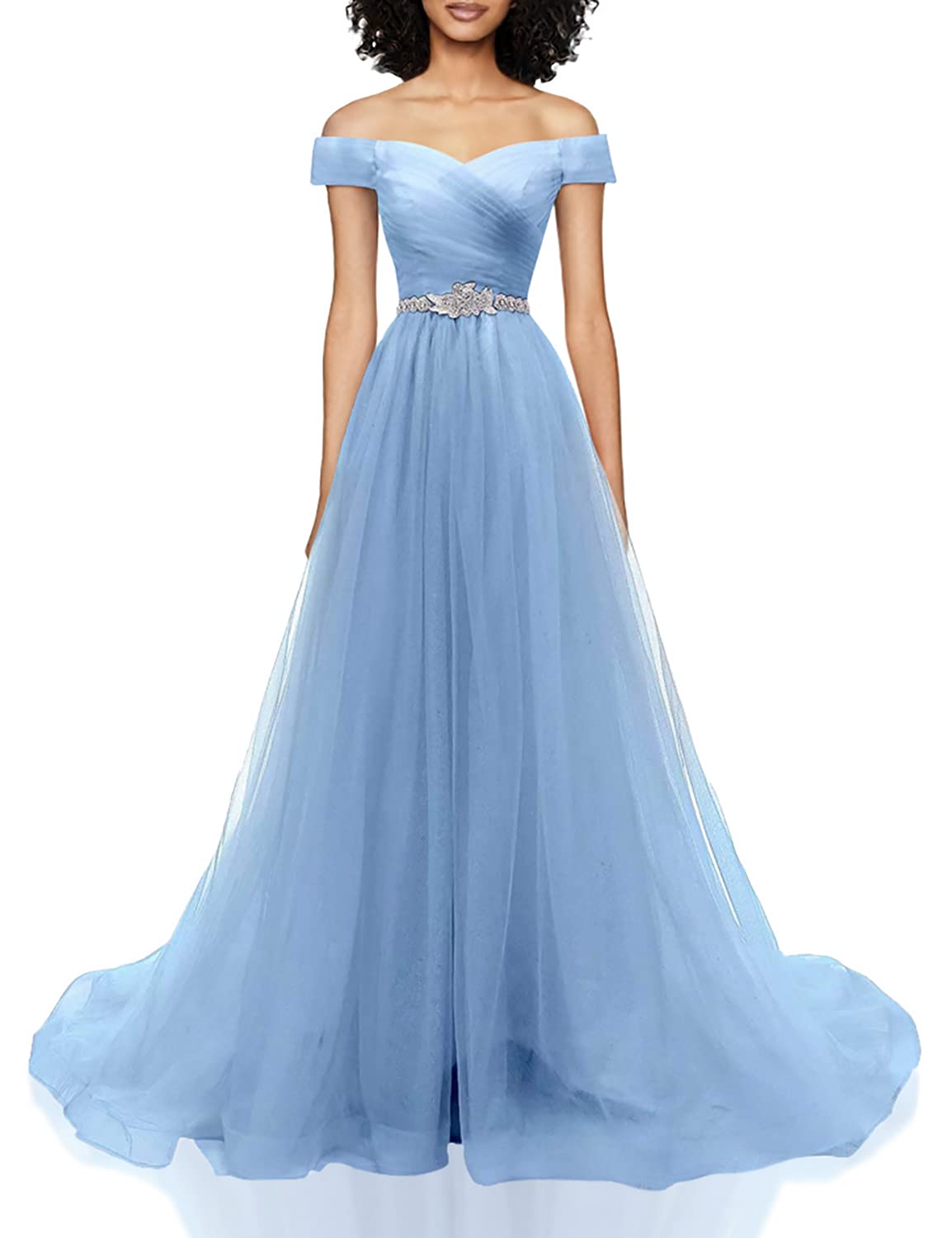 Elegant Off Shoulder A-Line Tulle Prom Dress for Women - Formal Evening Ball Gown for Homecoming, Quinceañera & Special Occasions