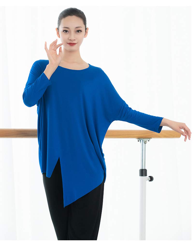 Angcoco Women's Sexy Latin Dance Top with Slit & Irregular Hem - Salsa, Ballroom, Tango Performance Shirt for Women - Perfect for Dance Competitions, Performances & Practice