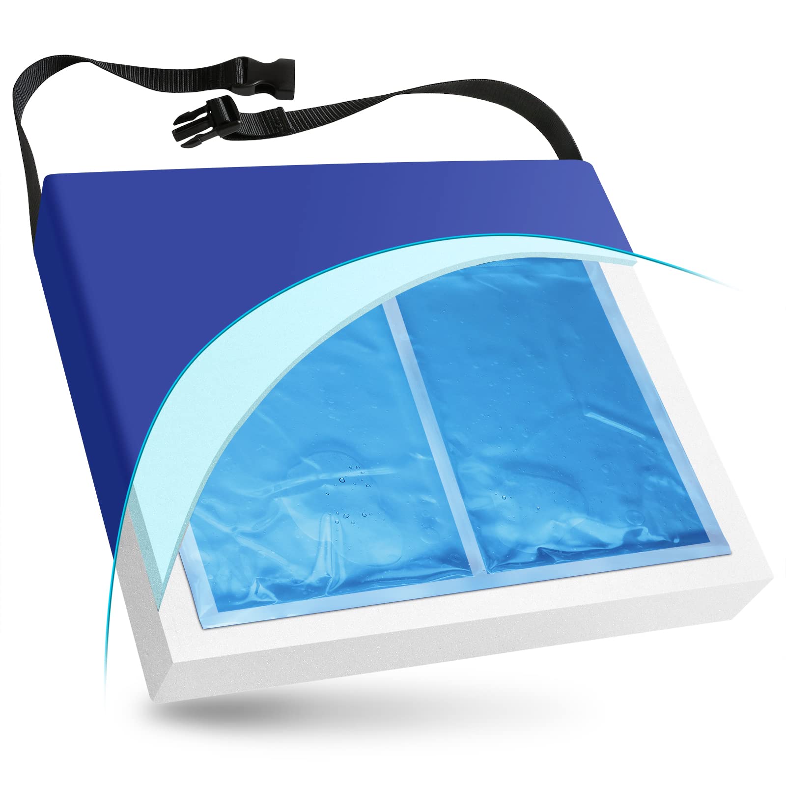 NYOrtho APEX Comfortable Wheelchair Cushion with Cooling Gel - Waterproof Cover for Coccyx Pain Relief - Firm Support Cushion for Elderly & Post-Surgery Patients - Ideal for Daily Use at Home or Hospital