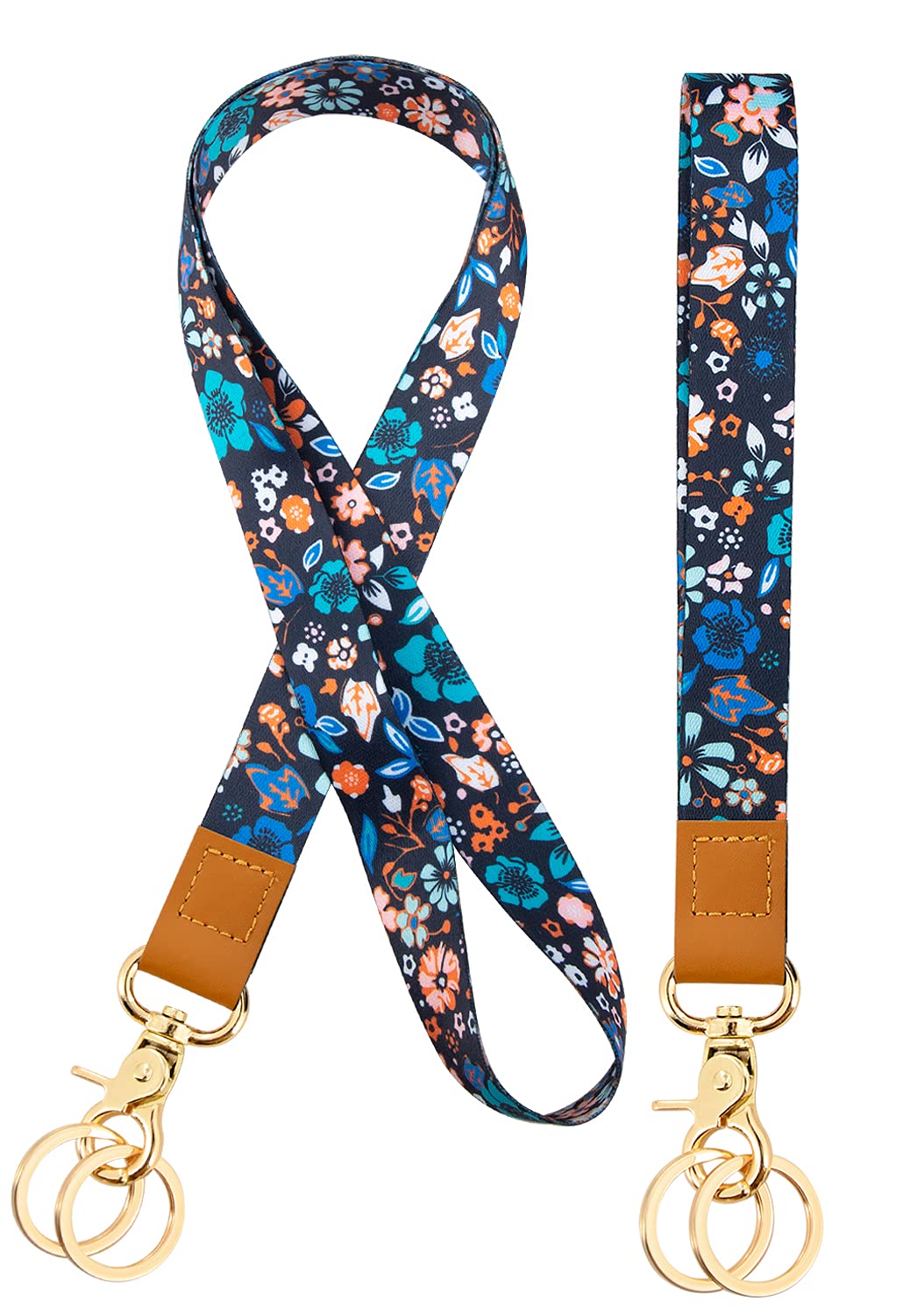 Cute Flower Lanyards for Women & Kids - 2 Pack ID Badge & Key Holder for School, Office