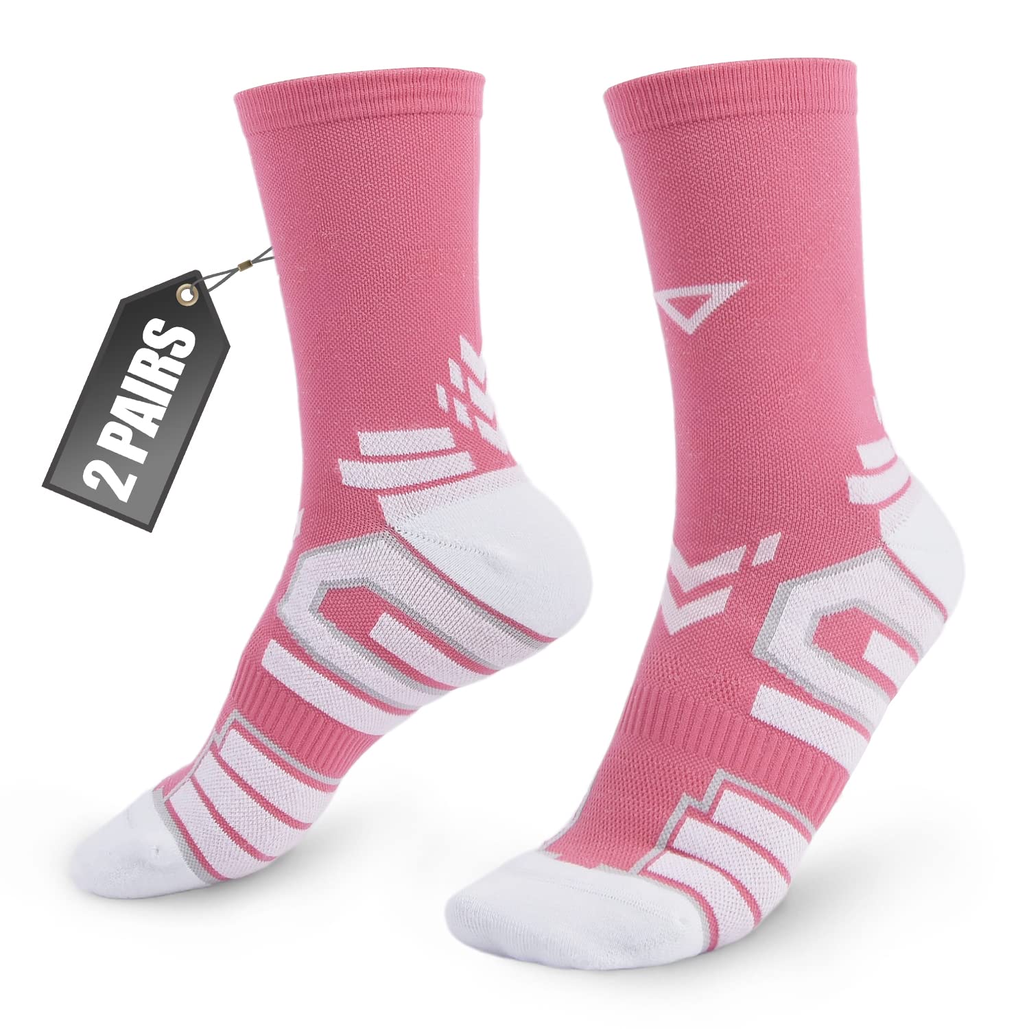 ROBJAYUN Performance Compression Running Socks for Women & Men - Plantar Fasciitis Relief, Cushioned Padded Neuropathy Socks (2 Pairs) - Ideal for Running, Hiking, and Daily Comfort