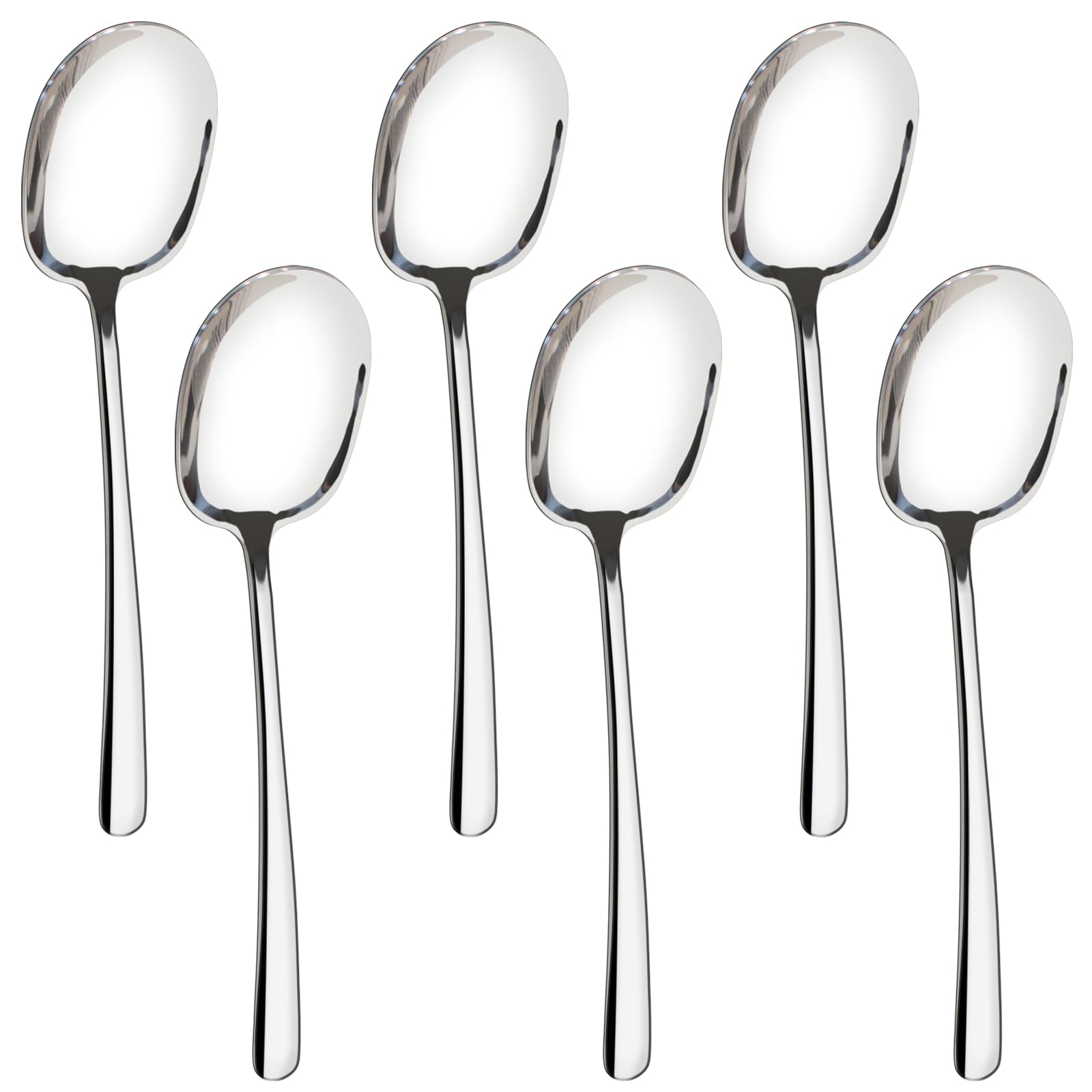 Premium 6-Piece Stainless Steel Serving Spoon Set - 11.4 Inch Extra Large Buffet Utensils, 18/8 Food Grade Mirror Polished Silverware for Catering, Parties & Restaurants - Dishwasher Safe Serving Spoons for Salads, Pasta, Rice & Large Dishes