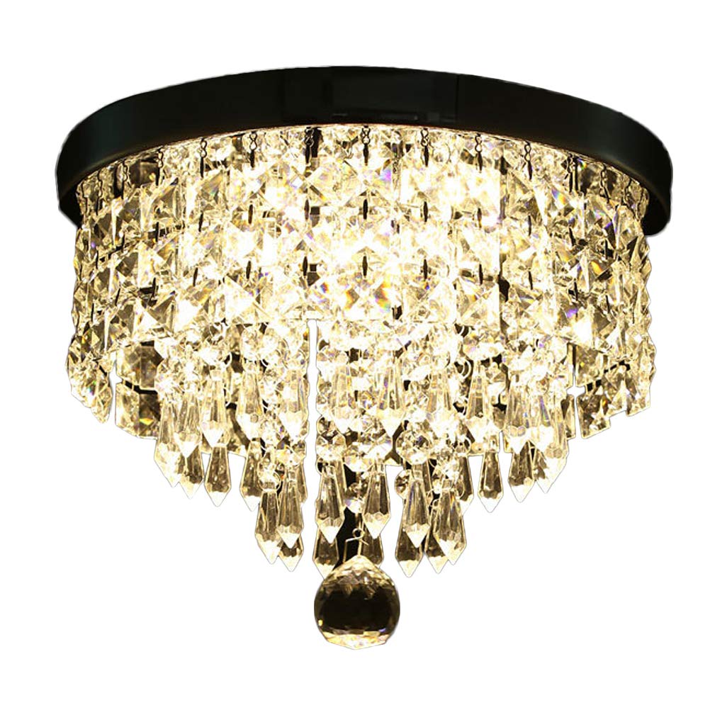 Totority Crystal LED Chandelier Ceiling Light - Modern Hanging Pendant Lamp for Dining Room, Bedroom, or Living Room Decor