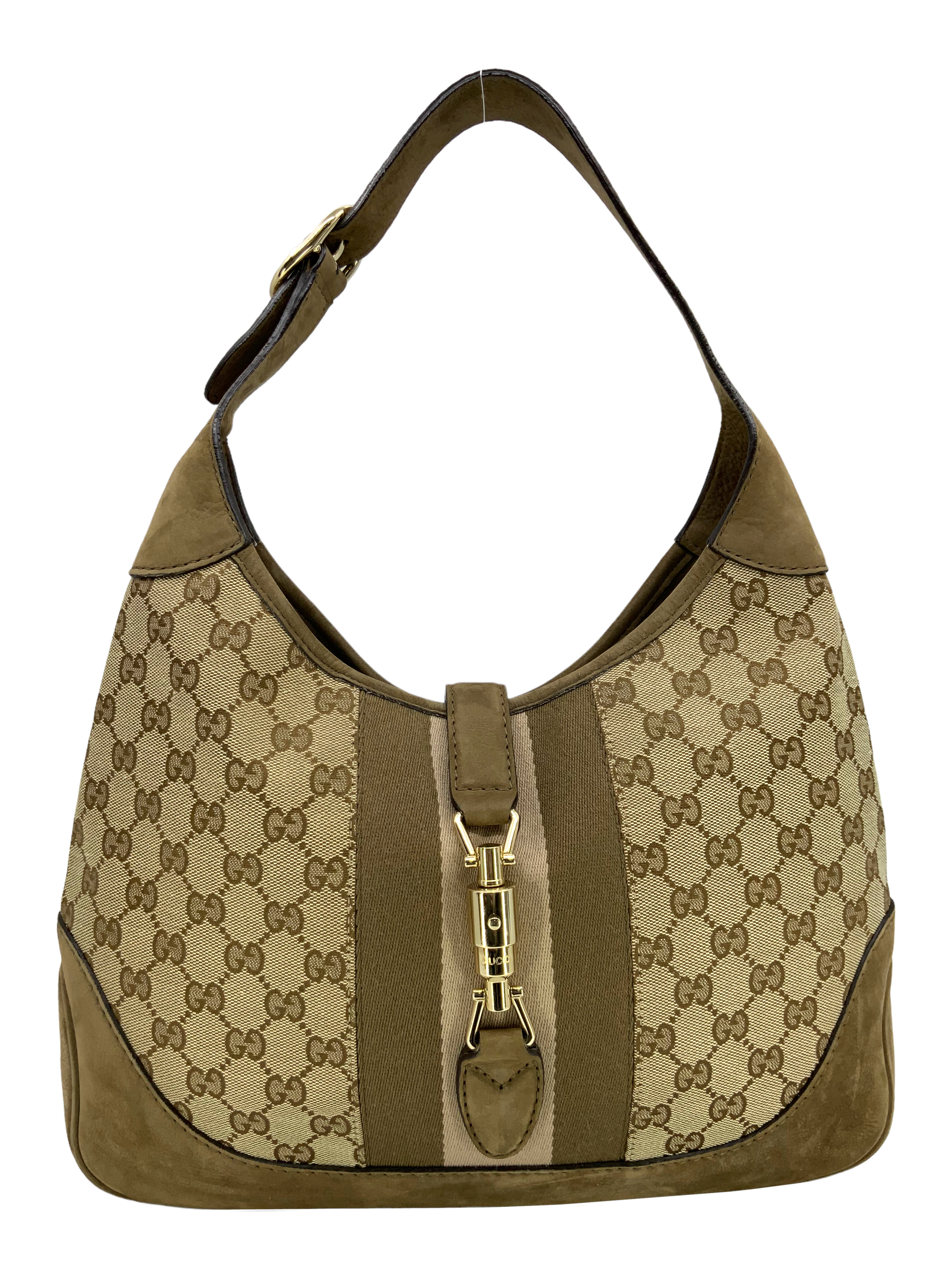 Gucci Monogram Canvas & Suede Medium Jackie O Hobo Bag - Luxury Shoulder Bag for Women | Perfect for Work, Travel & Evening Events