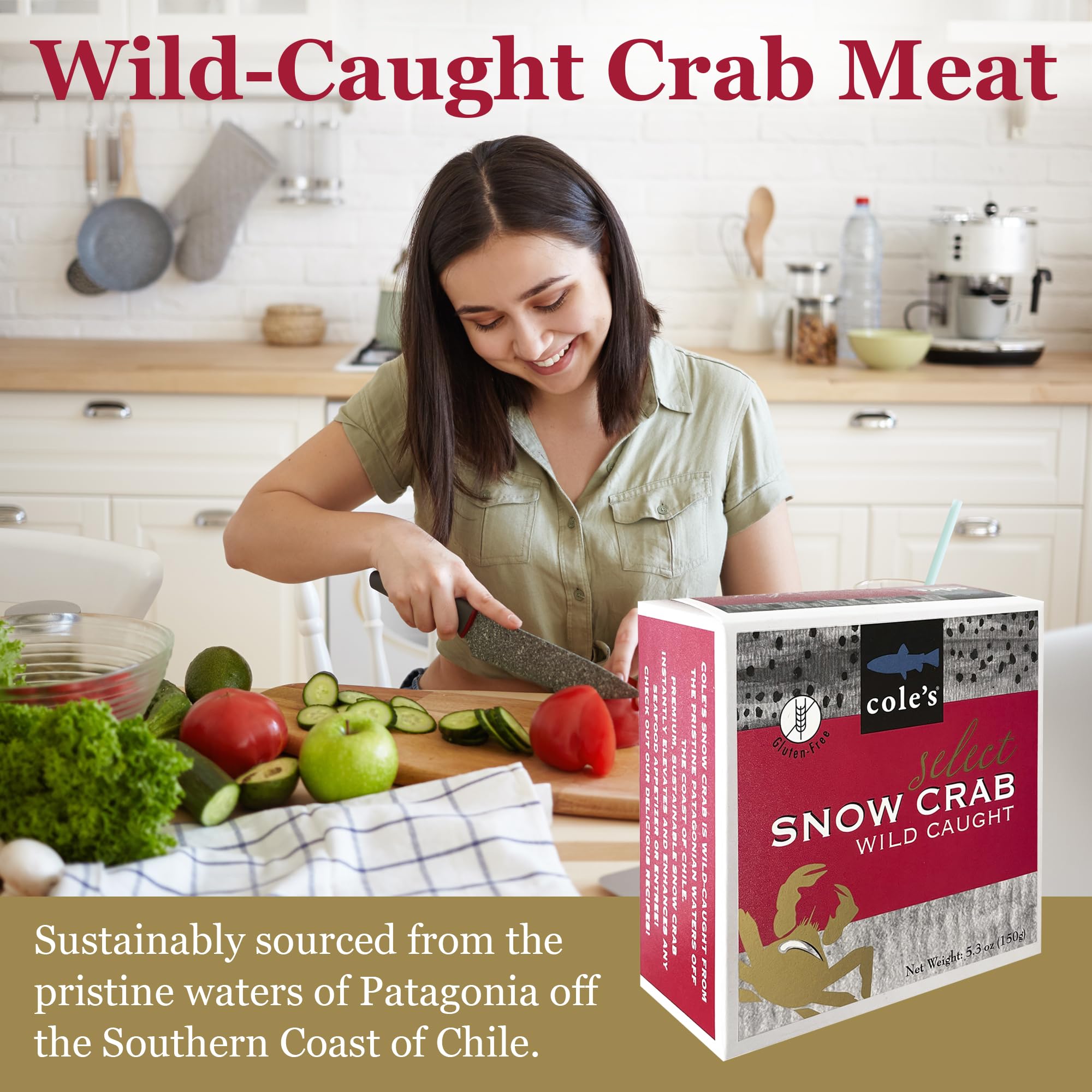 Premium Wild-Caught Patagonian Snow Crab Meat from Chile | High Protein & Omega-3 | No Preservatives | 5.3 oz Can | Perfect for Salads, Pasta & Seafood Dishes