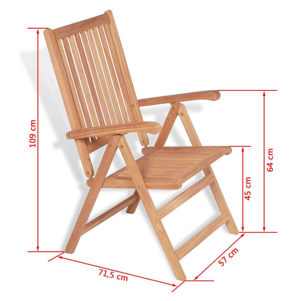 2-Pack Solid Teak Wood Reclining Garden Chairs with Armrests - Outdoor Patio, Lawn, Backyard & Poolside Relaxation Furniture for Sunbathing and Lounging