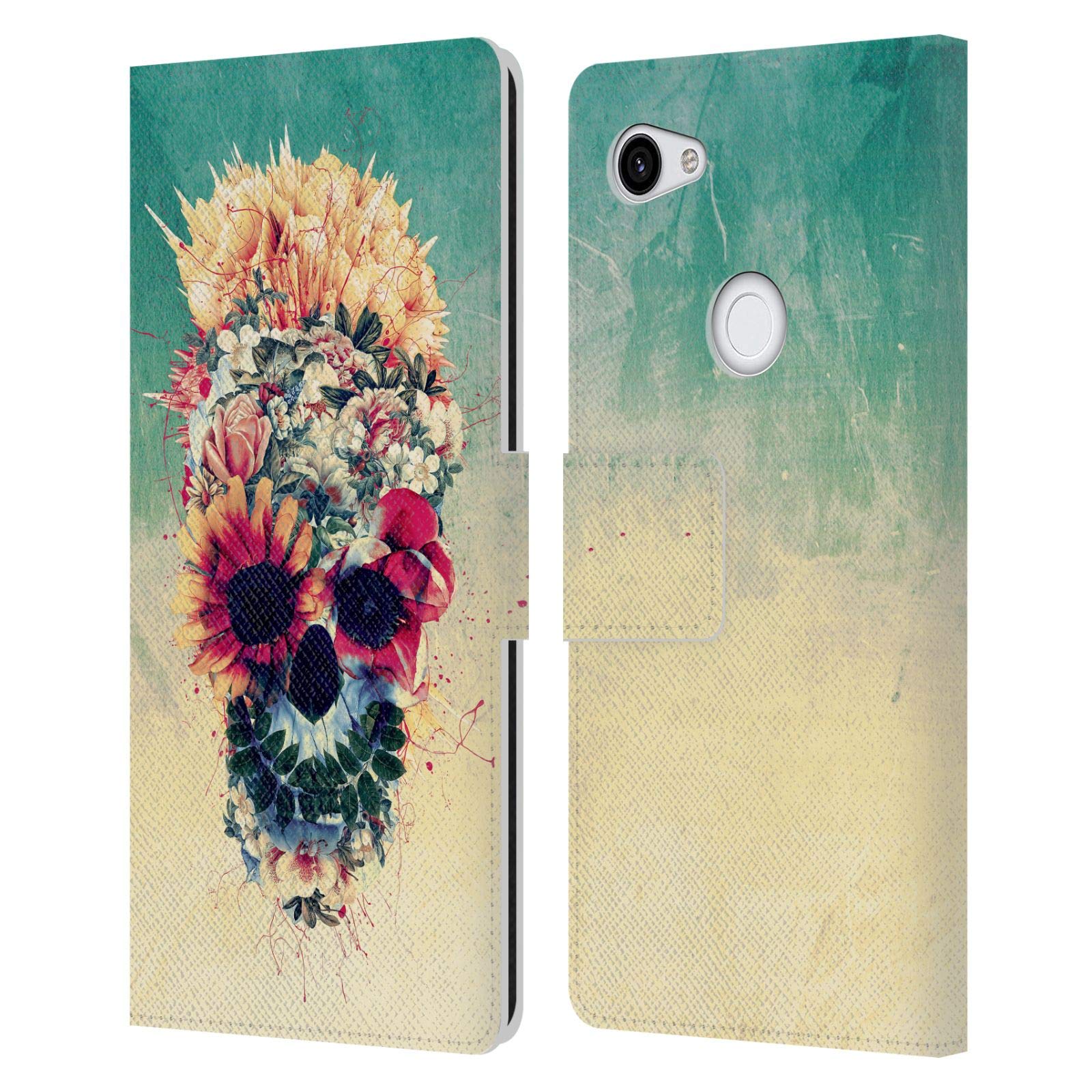 Head Case Designs Summer Skulls 6 Leather Book Wallet Case Cover for Google Pixel 3a XL - Officially Licensed Riza Peker Art, Perfect for Travel & Daily Protection