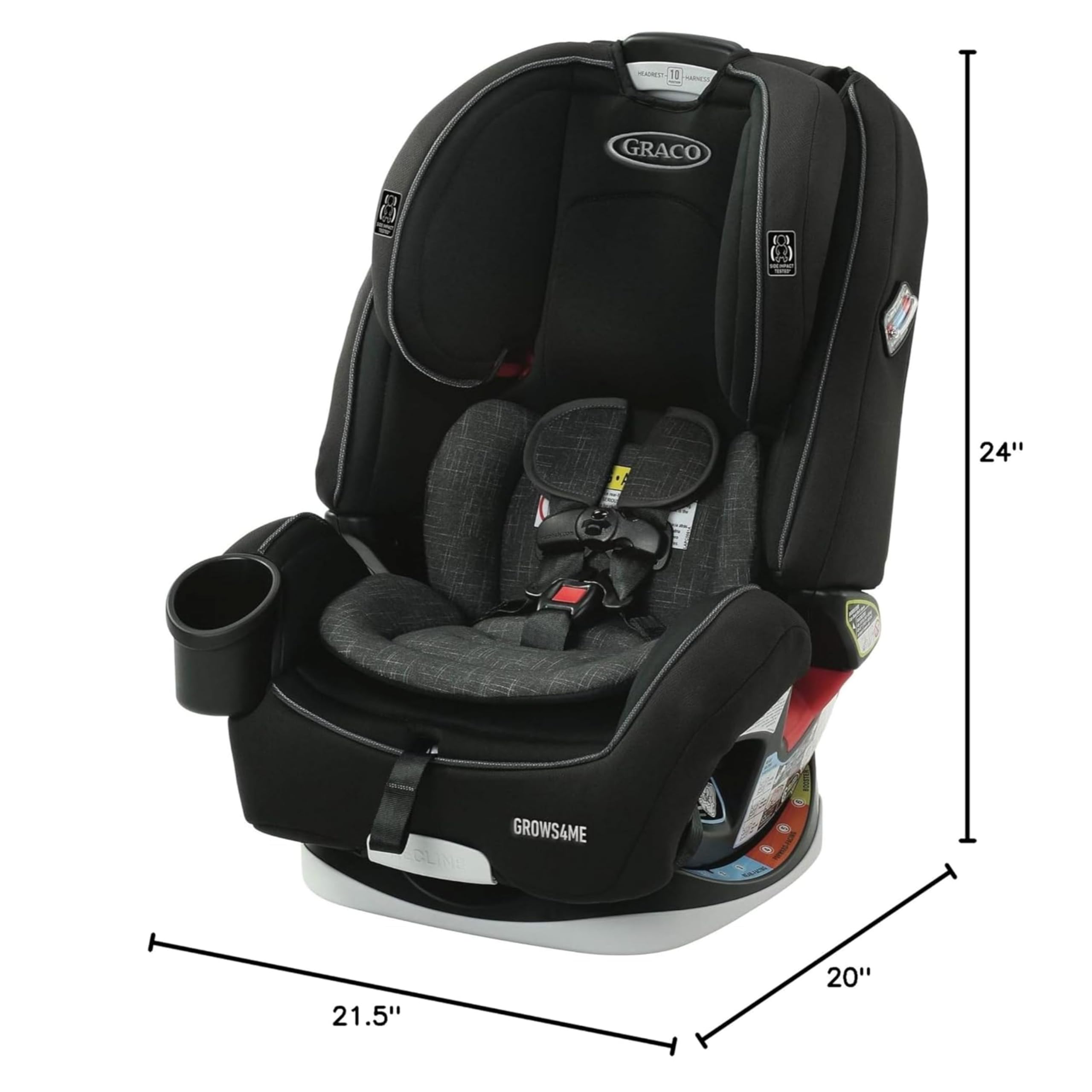 Graco Grows4Me 4-in-1 Convertible Car Seat for Infants to Toddlers | Safe & Comfortable Booster Seat | West Point Design | 10 Years of Use | Perfect for Road Trips, School Runs & Family Travel