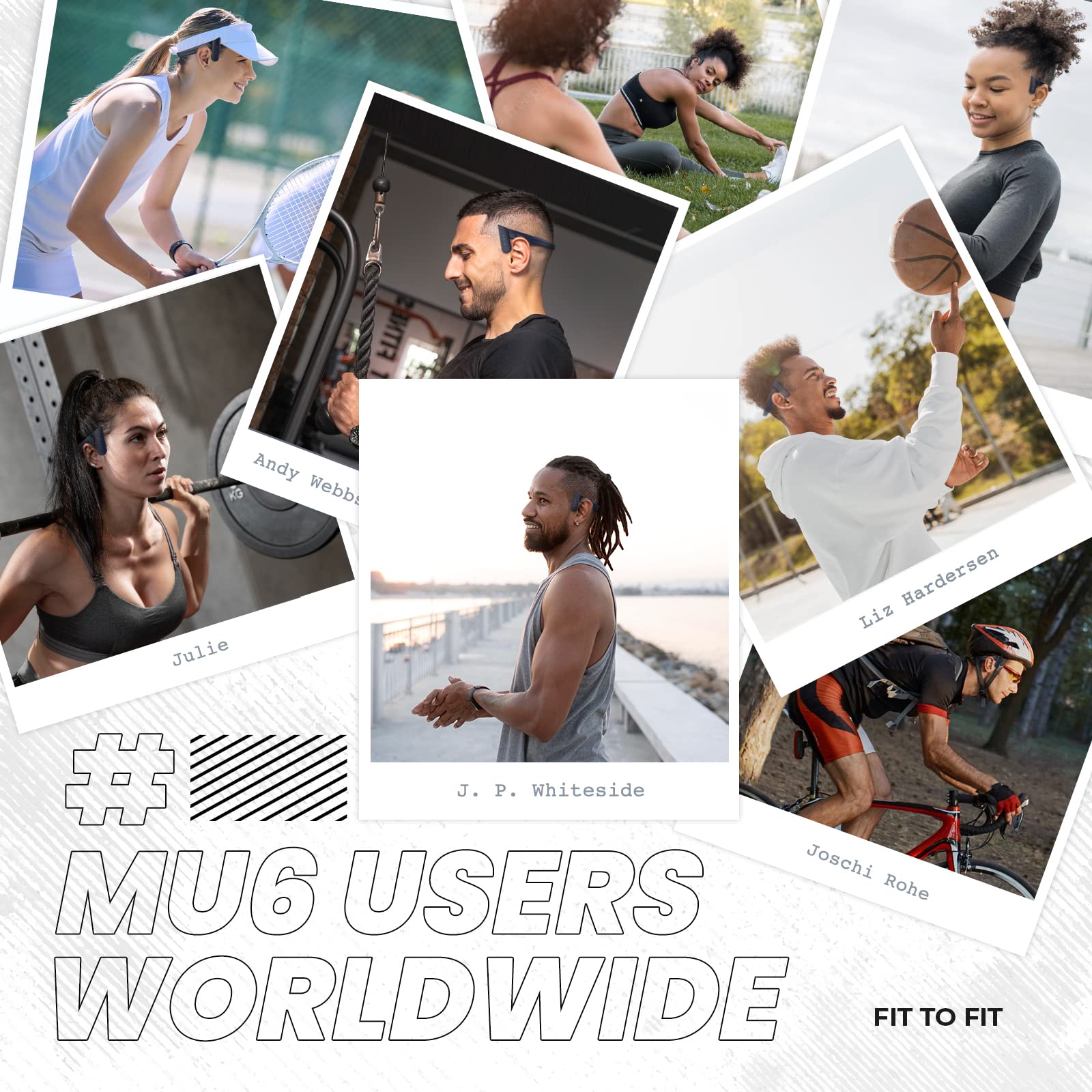 MU6 Open Ear Wireless Bluetooth Headphones with Microphone - 9+ Hours Playtime, Lightweight & Comfortable for Sports, Running, Gym, Work, Gaming & Music - Sweatproof & Secure Fit (Mu6-Blue-1)