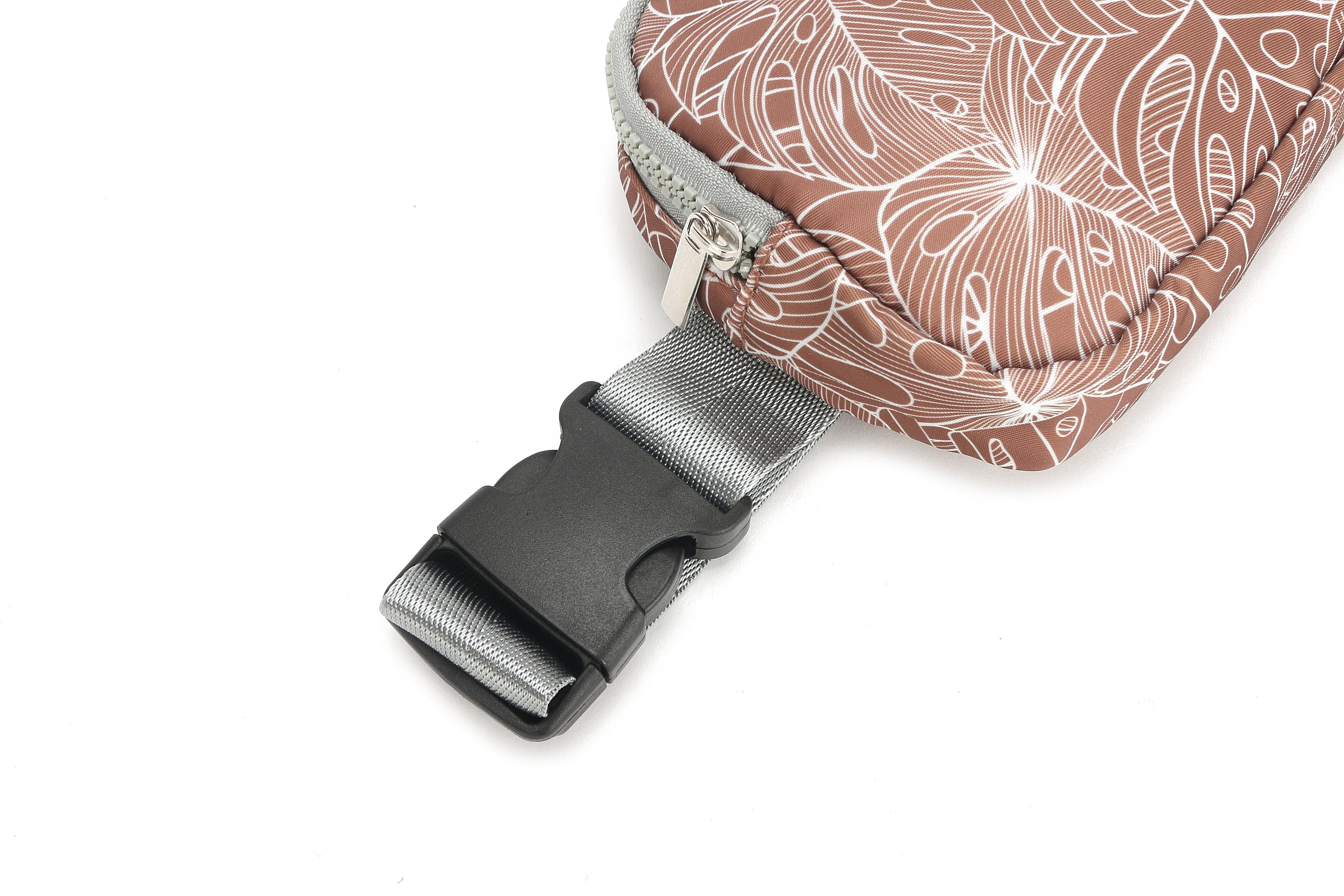 Jenna Monstera Lines Brown Belt Bag - Stylish Crossbody Fanny Pack for Women, Travel, Running & Everyday Use