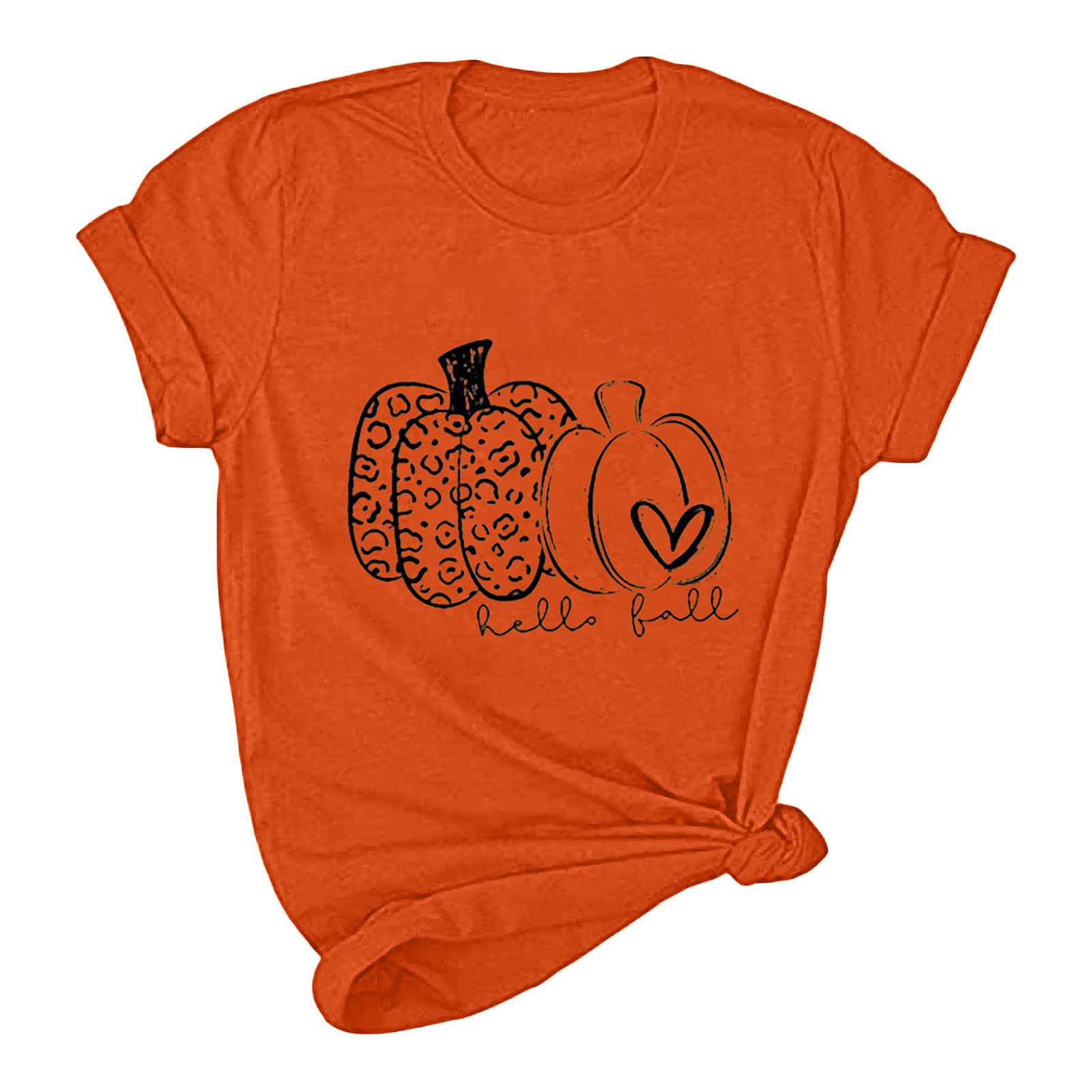 Women's Graphic Hoodies & Pumpkin Print Shirts - Fall Plaid Leopard Tees, Funny Cute Short Sleeve Tops for Thanksgiving Gifts | Casual Outfit, Halloween Party, Autumn Fashion