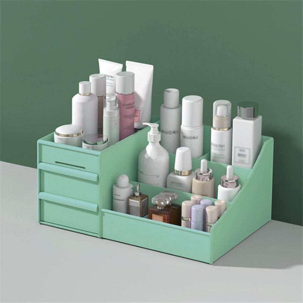 JINYISI Makeup Organizer for Vanity - Acrylic Cosmetic Storage Box with Drawers, Desktop Makeup Organizer & Skincare Shelf | Perfect for Bedroom, Bathroom & Dressing Table Organization
