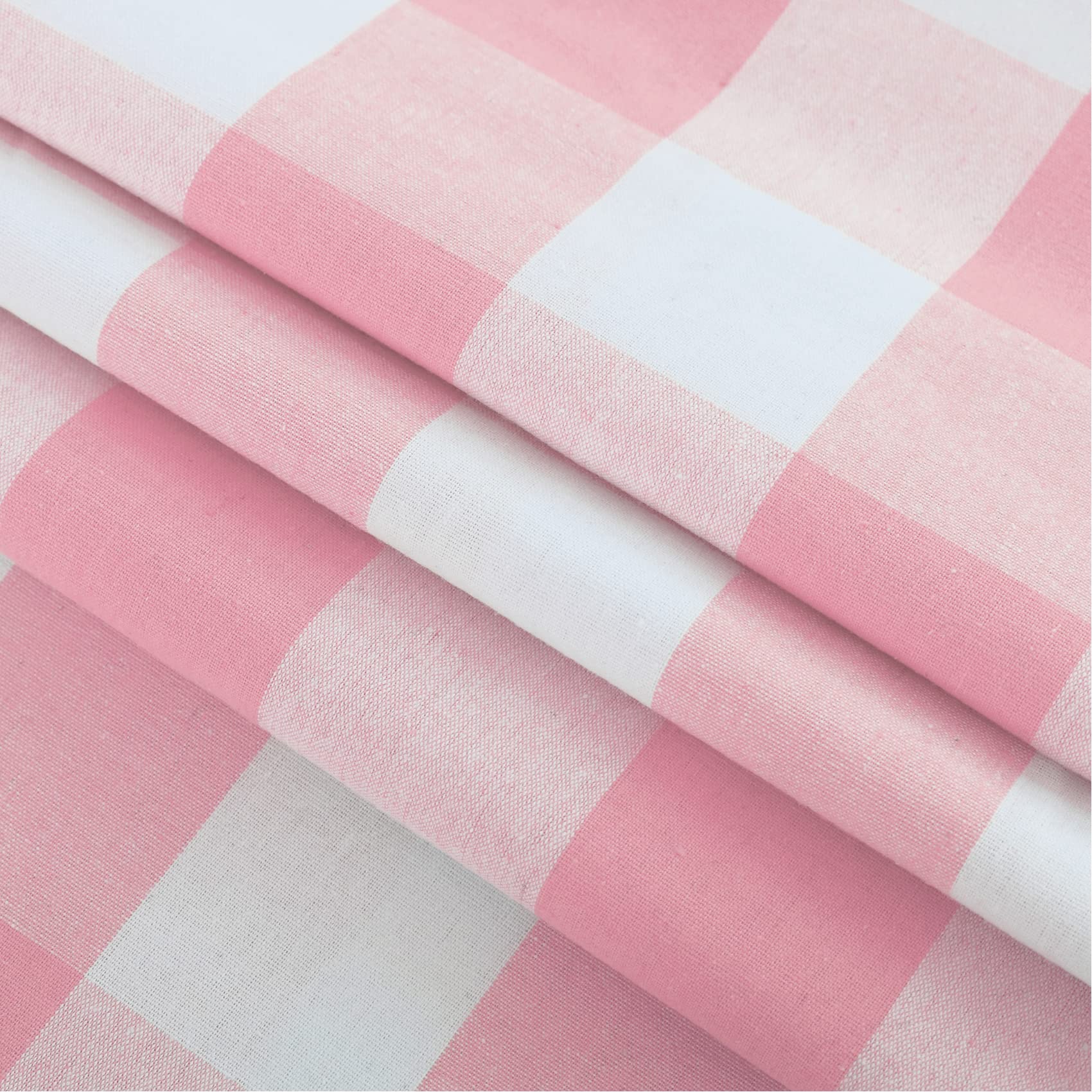 Buffalo Plaid Cafe Curtains 30 Inches Long - 2 Panels with Rod Pocket, Gingham Check Short Half Window Curtains for Kitchen & Bathroom - Pink & White - Perfect for Small Windows, Farmhouse Decor, and Cozy Home Styling