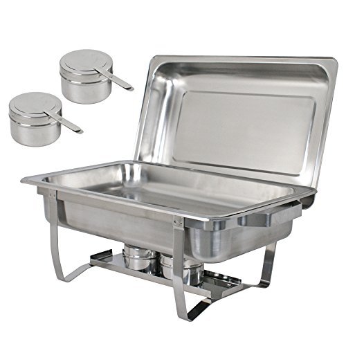 ROVSUN 8 Qt 10-Piece Stainless Steel Buffet Chafing Dish Set - NSF Certified Rectangular Catering Chafer Warmer with Trays, Lids & Folding Stand - Perfect for Banquets, Weddings, Catering Events & Home Dining Parties