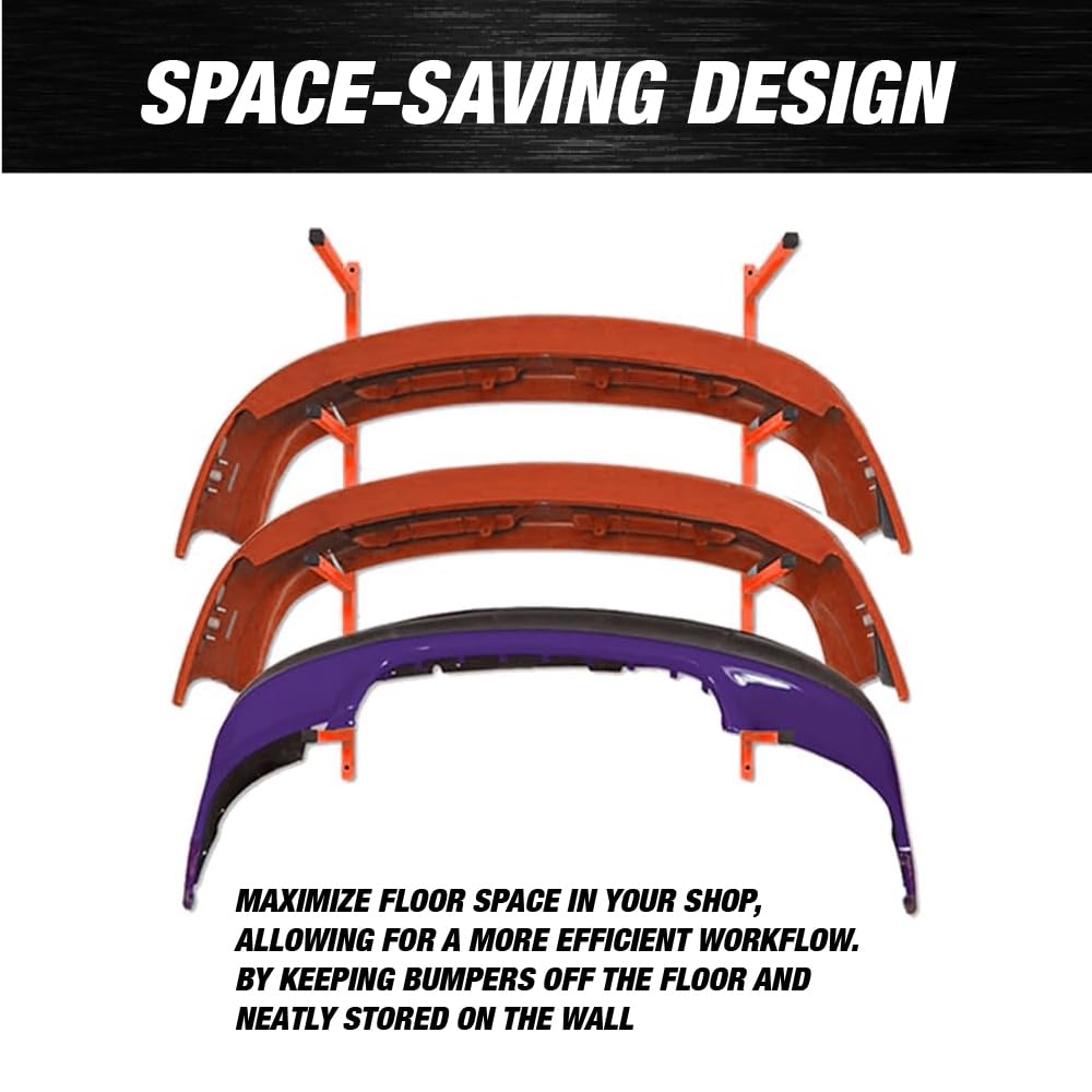 Wall Mount Bumper Stand - Heavy Duty Auto Bumper Storage Rack for Garage Organization (Orange) - Perfect for Car Repair Shops, DIY Garages & Auto Body Storage