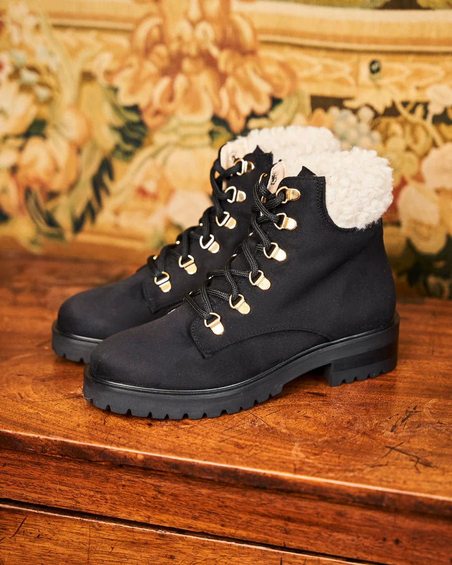 Pollux Vegan Suede & Faux Fur Winter Boots for Women - Black | Comfortable & Stylish Cold Weather Shoes for Outdoor Activities & Casual Wear