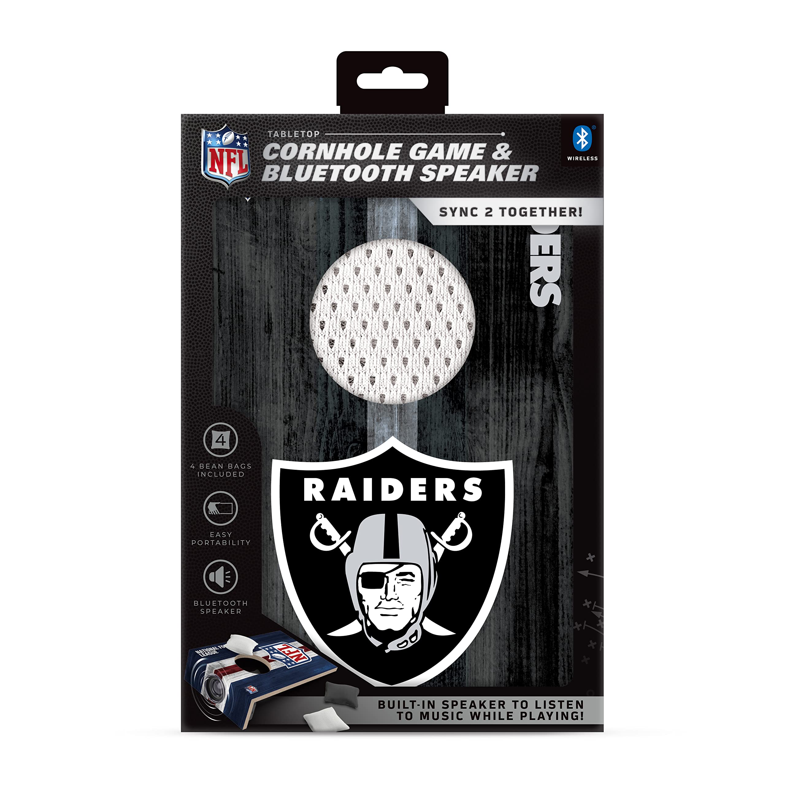 SOAR NFL Unisex Tabletop Cornhole Game Set with Built-in Bluetooth Speaker - Perfect for Tailgating, Game Nights, and Outdoor Parties