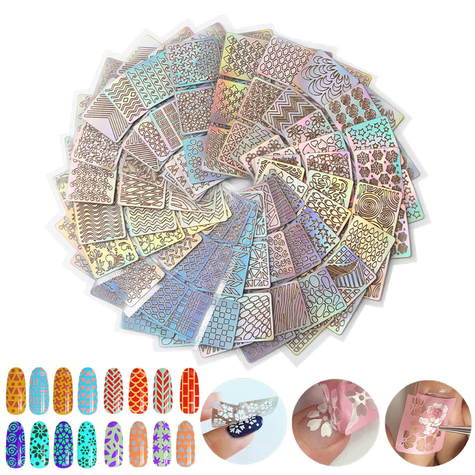 24 Sheets Cute Nail Art Stickers Set for DIY Nail Designs - Waterproof Self-Adhesive Nail Decals for Women & Girls, Perfect for Parties, Weddings, Holidays & Everyday Wear