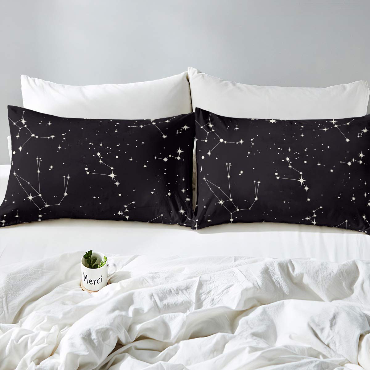 Galaxy Bed Sheet Set - Outer Space Themed Queen Size Bedding with Starry Sky Print, Lightweight Constellation Fitted Sheet & 2 Pillowcases for Kids, Boys, Girls & Teens | Perfect for Space-Themed Bedrooms, Astronomy Lovers & Celestial Decor
