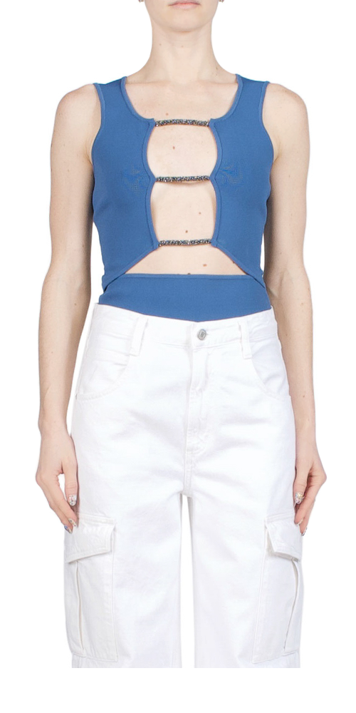 Crystal Lattice Tank Top - Women's Fashion Lace Mesh Cropped Shirt for Summer, Beach, Party & Date Night Outfits