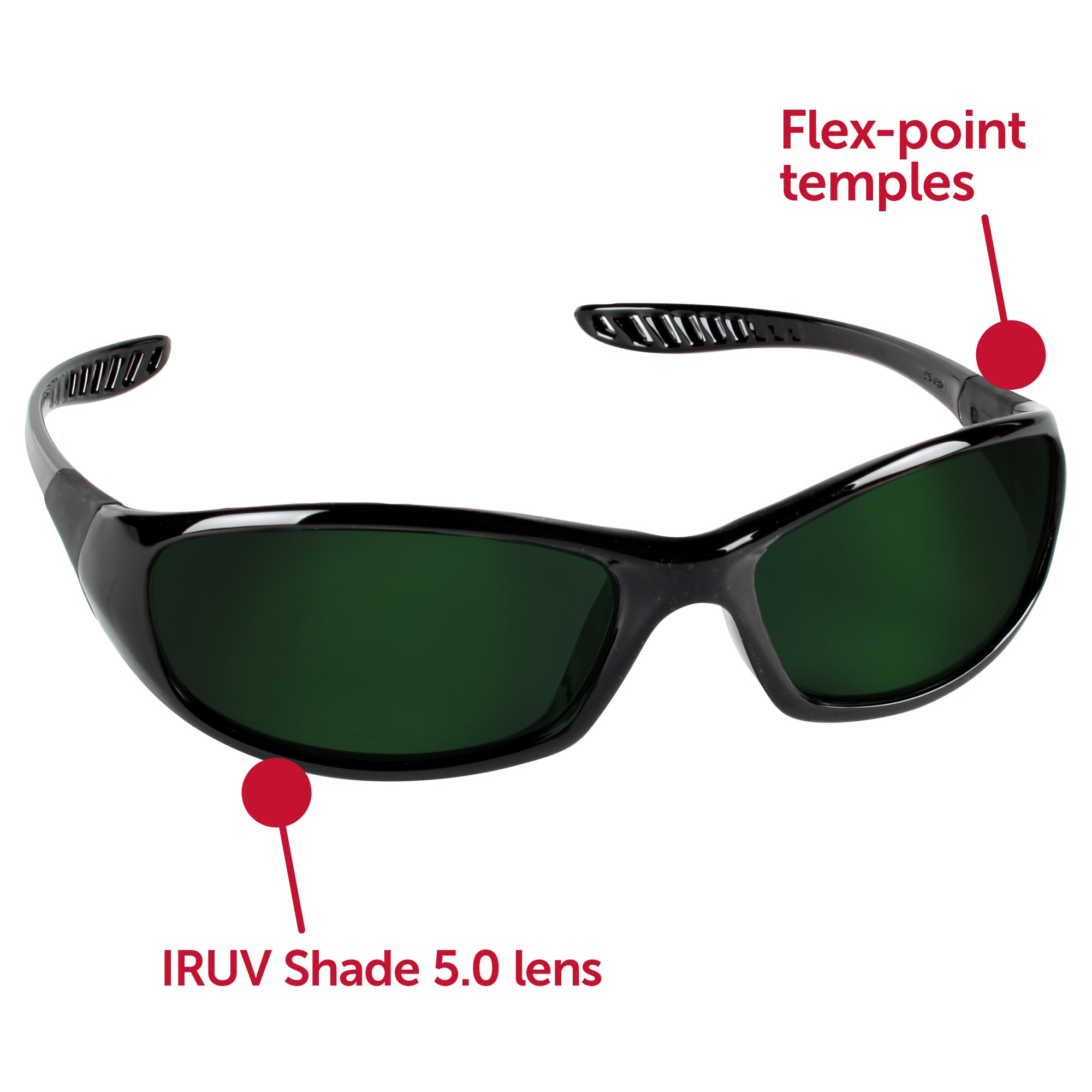 KleenGuard V40 Hellraiser Safety Glasses (20545) - UV & IR Protection Shade 5.0 Lens, Black Frame, 12 Pairs/Case - Ideal for Welding, Construction & Industrial Work Safety