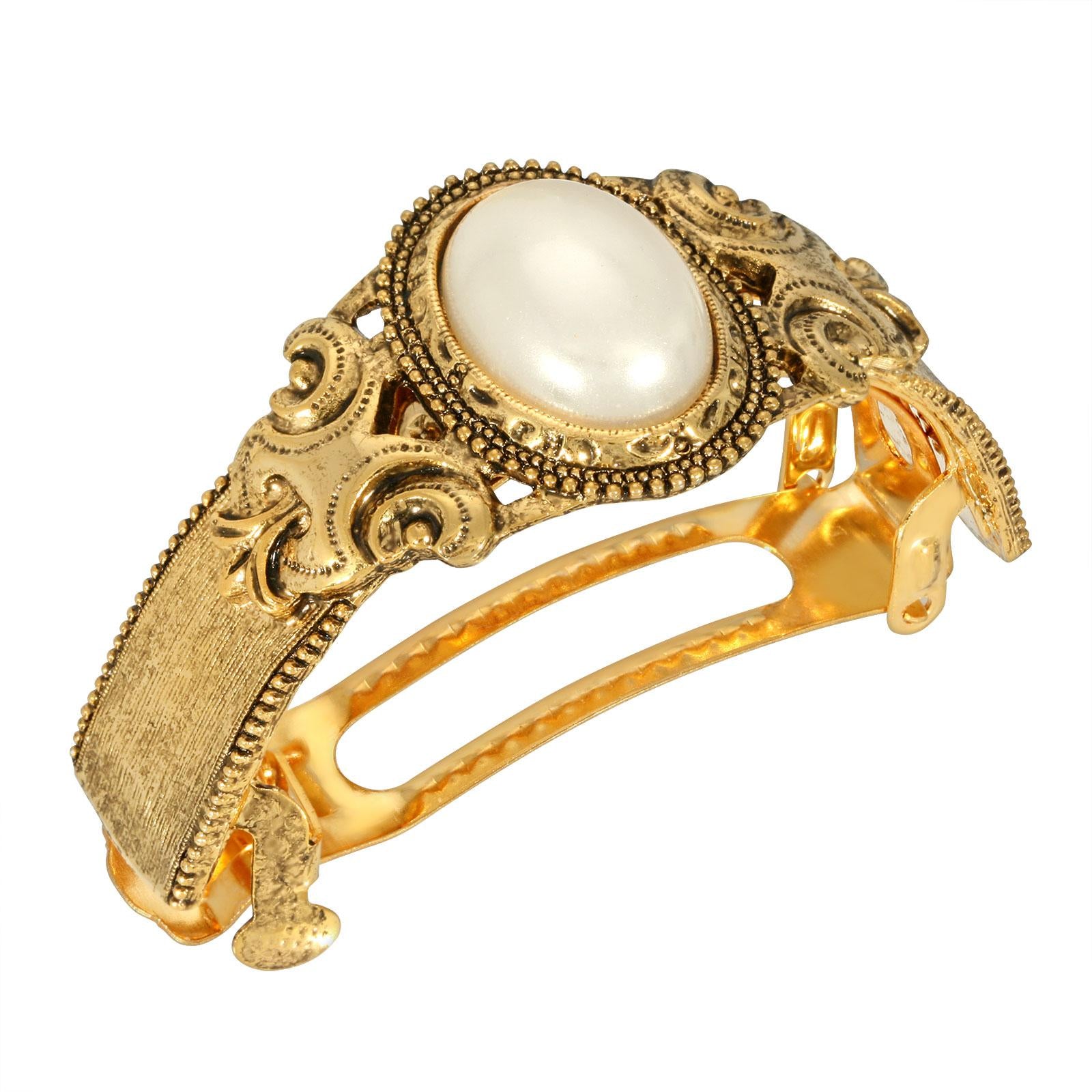 1928 Vintage Style Oval Stone Hair Clip - Elegant Ponytail Holder for Women | Perfect for Weddings, Parties & Everyday Wear