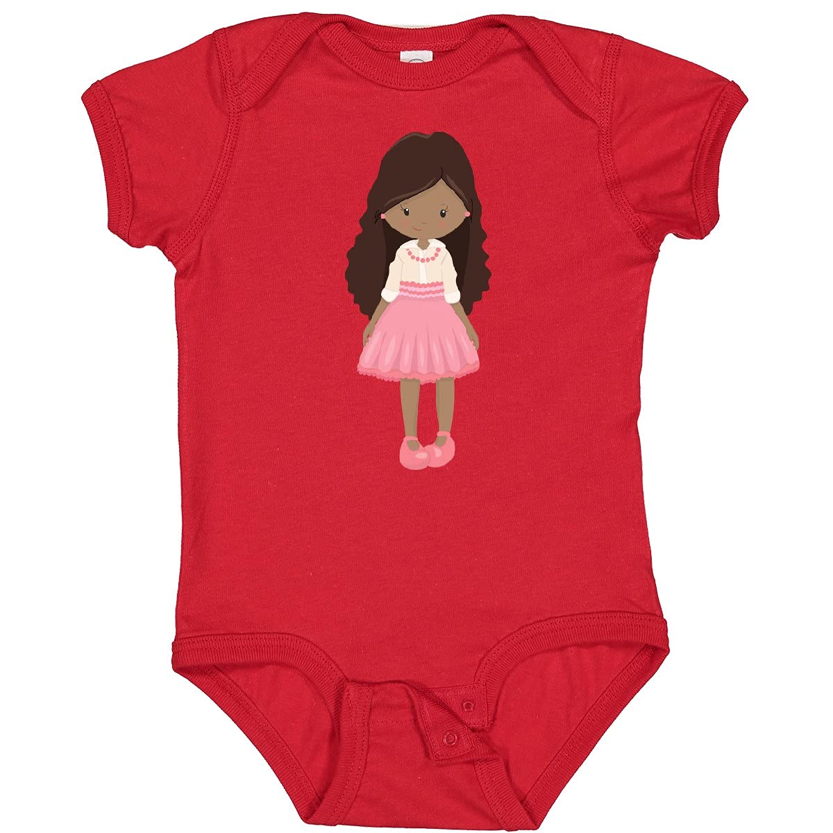 Inktastic African American Girl Fashion Baby Bodysuit with Pink Pearls - Cute Outfit for Infants, Toddler Photo Shoots, Birthday Parties & Everyday Wear