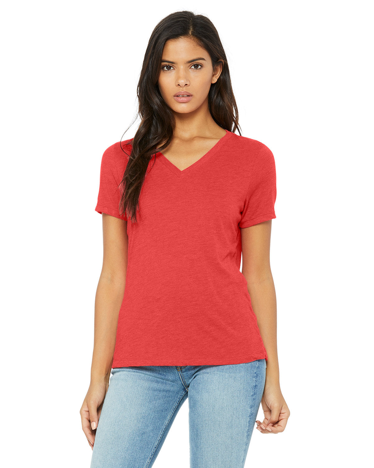 Bella + Canvas 6415 Women's Relaxed Fit Triblend V-Neck T-Shirt | Soft & Comfortable Short Sleeve Tee for Casual Wear, Workout & Everyday Outfits