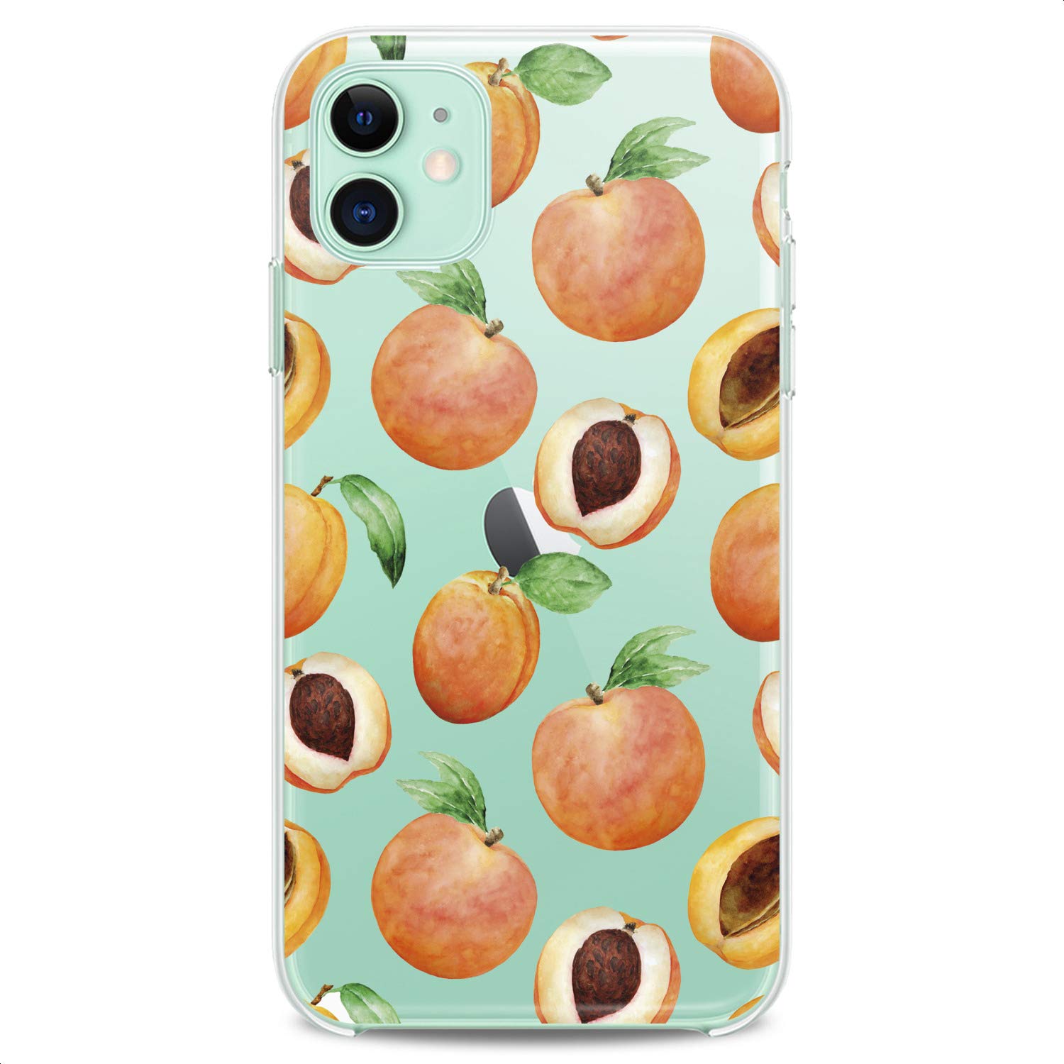 Premium TPU Phone Case for iPhone 16/15/14/13/12/11 Pro Max/Plus/Mini/XS/XR/X/8+/7/6/5/SE - Cute Tropical Fruit Print Design, Slim Flexible Silicone Cover with Peach Theme - Perfect for Everyday Protection & Stylish Accessory