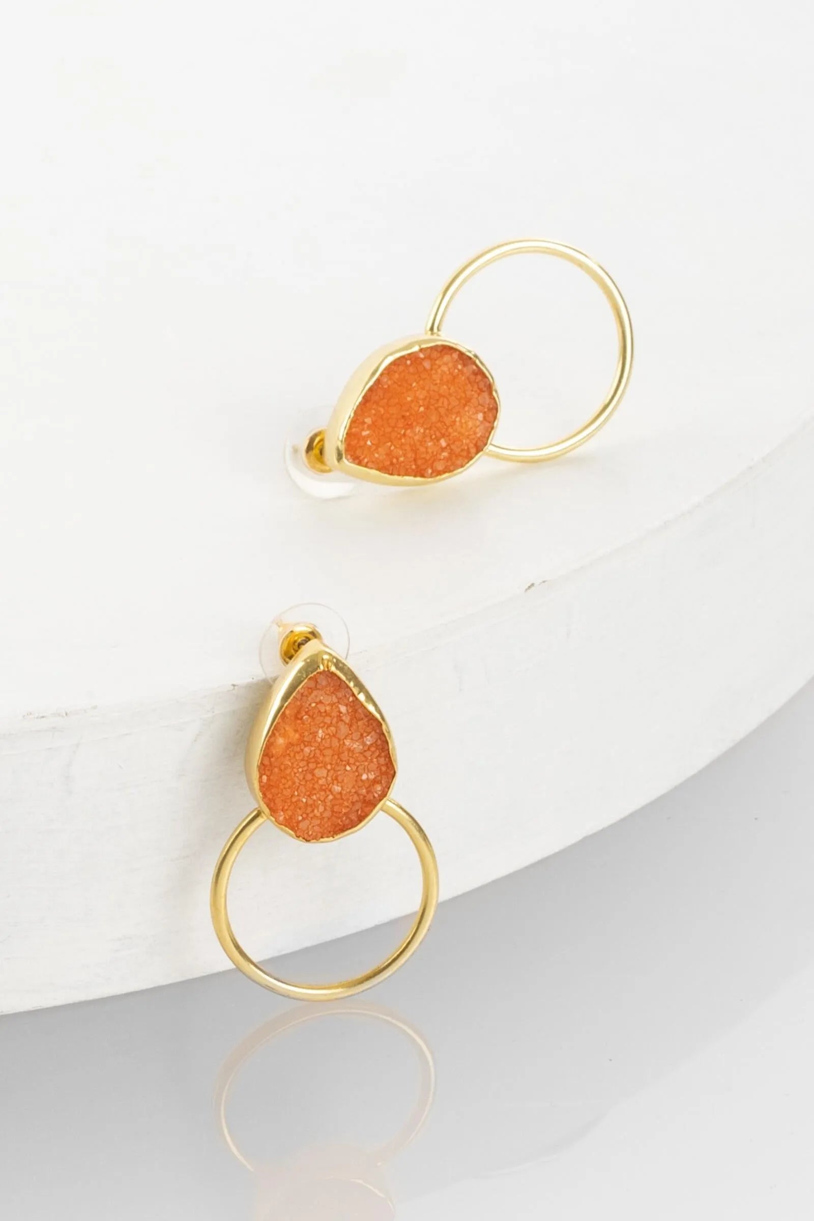 Boho Hoop Druzy Earrings for Women - Natural Stone Dangle Earrings, Handmade Boho Chic Jewelry - Perfect for Festivals, Parties & Everyday Wear