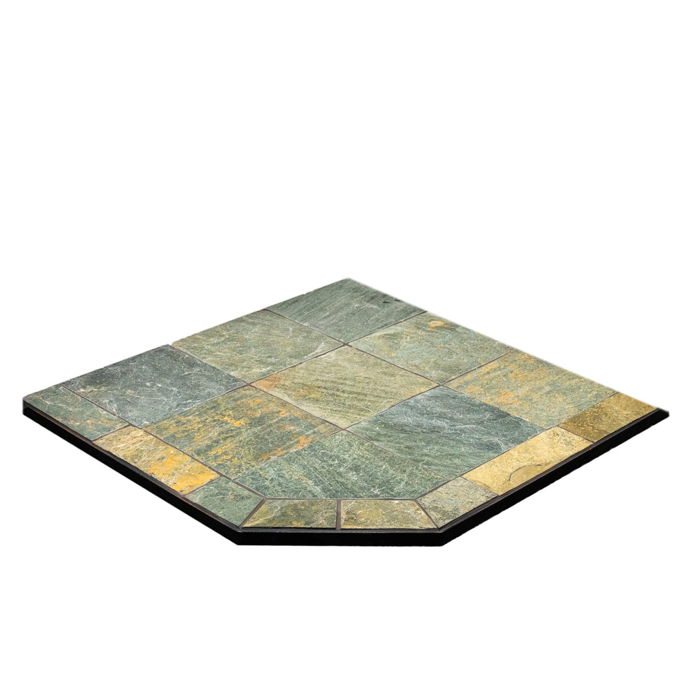 ComfortBilt Corner Hearth Pad - Natural Silver Slate Fireplace Protector | Heat Resistant & Durable Floor Mat for Wood Stoves & Gas Fireplaces | Perfect for Living Rooms, Bedrooms & Home Decor