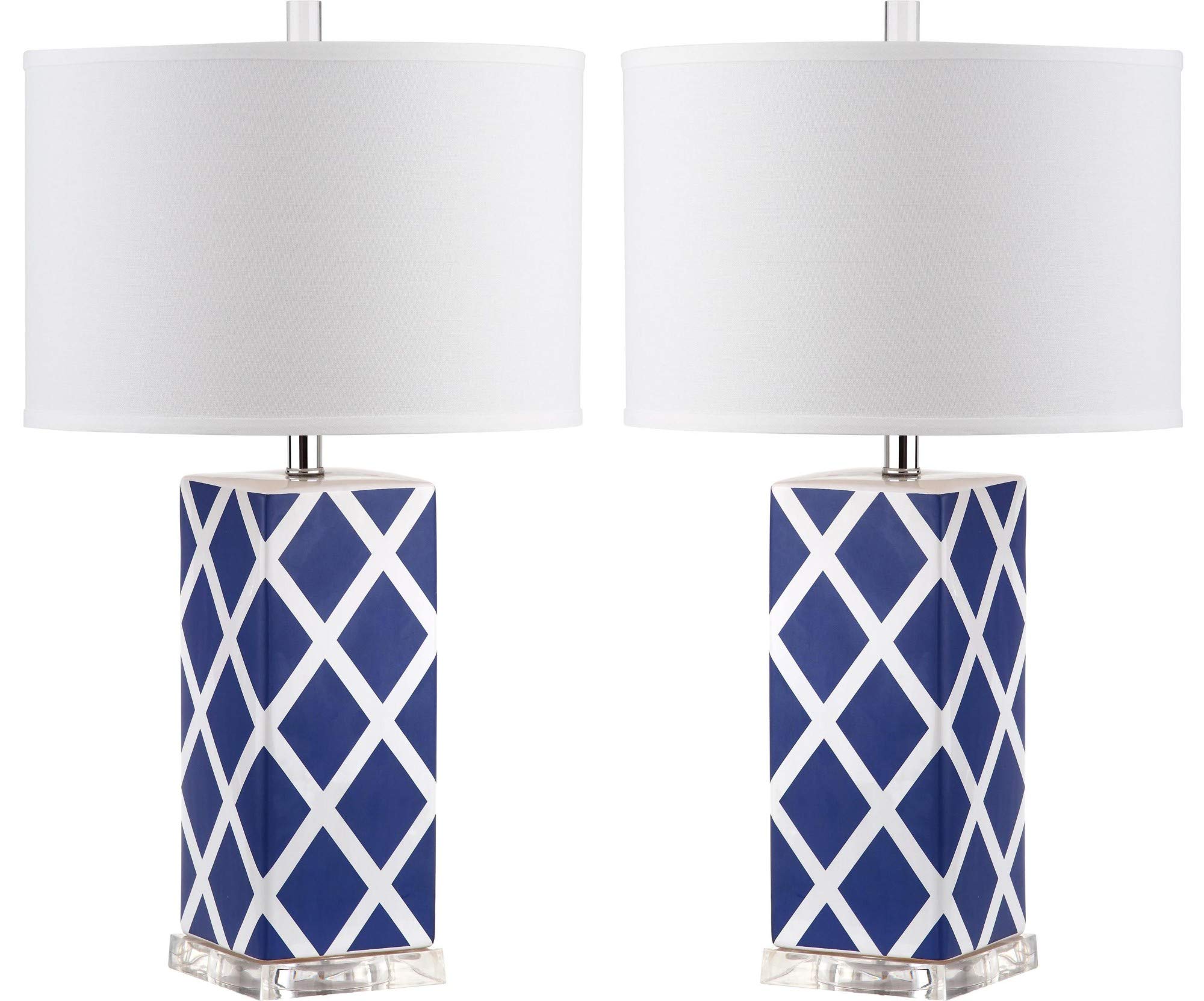 SAFAVIEH Modern Navy Blue Garden Lattice Trellis Table Lamp Set of 2 - 27