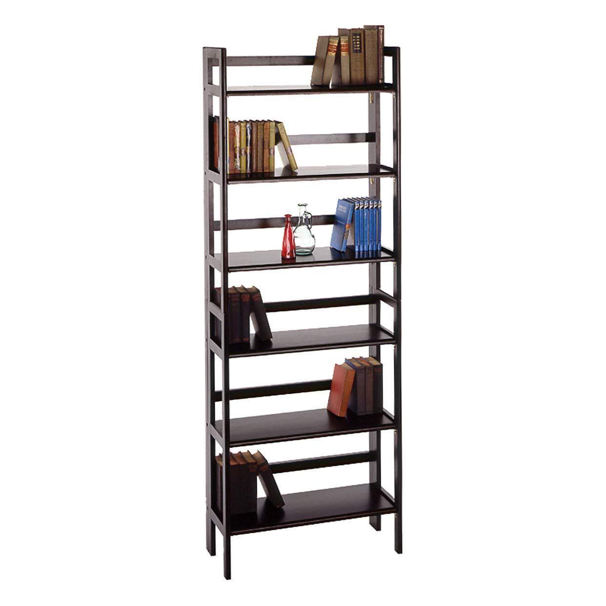 Winsome Wood Terry 3-Tier Black Wooden Shelf - Modern Storage Solution for Living Room, Bedroom, or Office Organization