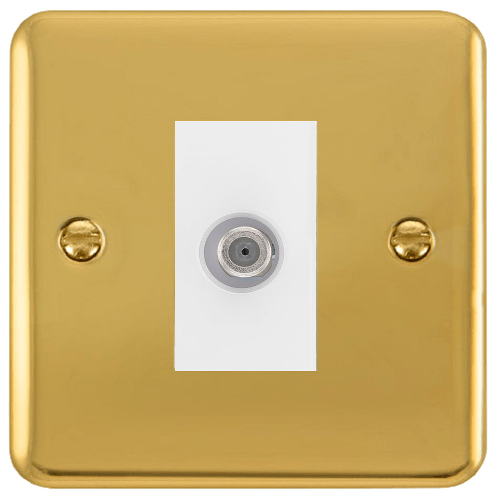 Click Deco Plus Polished Brass Satellite Socket DPBR156MWH - Elegant Brass Light Switch Cover for Modern Home Decor, Perfect for Living Room, Bedroom, and Office Lighting Upgrade