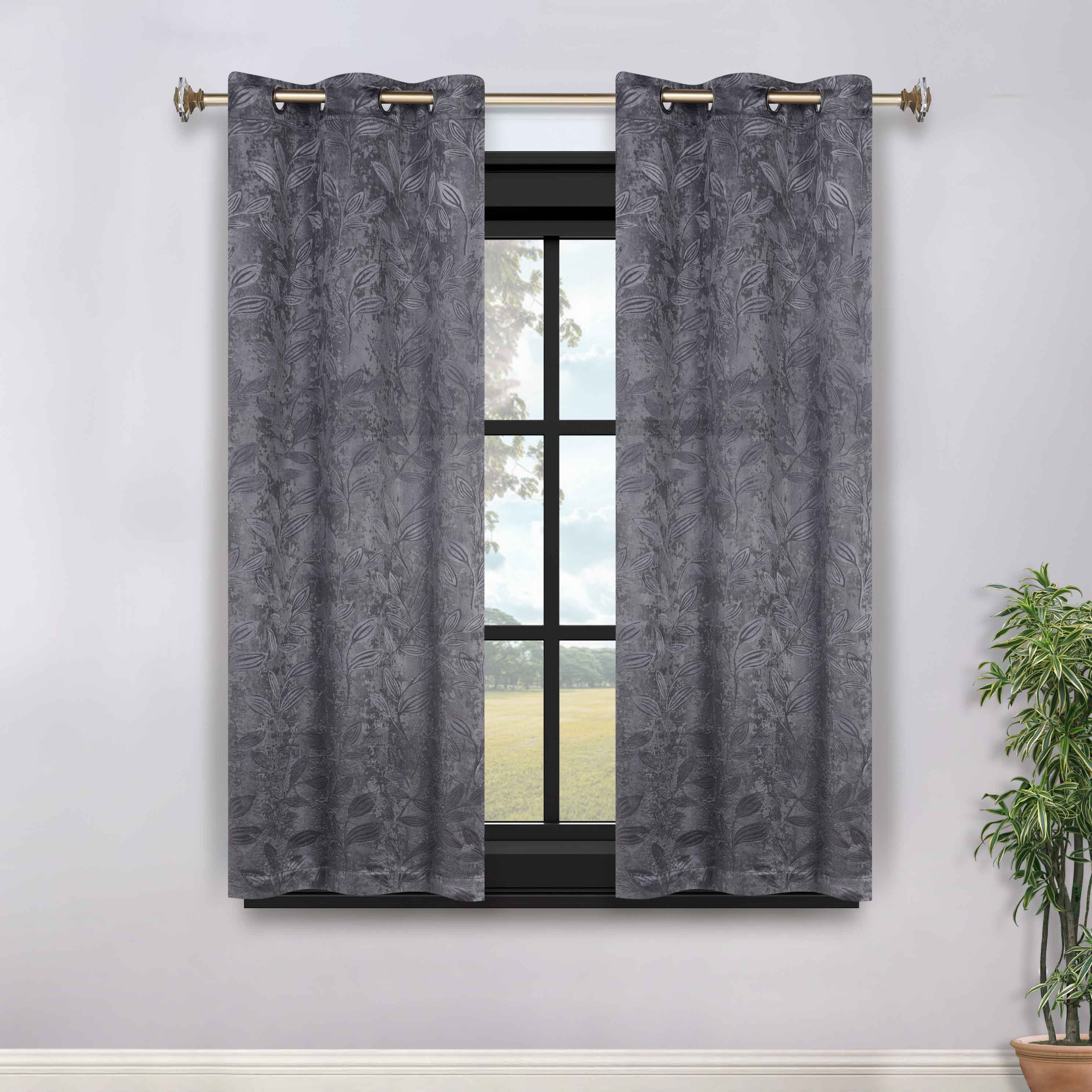 Leaves Grommet Blackout Curtains Set of 2 - Thermal Insulated Room Darkening Drapes for Bedroom & Living Room - Noise Reducing Window Treatment for Home Decor