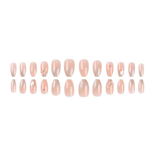 **Long Coffin Press On Nails - Acrylic Fake Nails with Rhinestone, Butterfly & Glitter Designs | Gradual Wear False Nails for Women | Perfect for Parties, Weddings & Daily Glam**