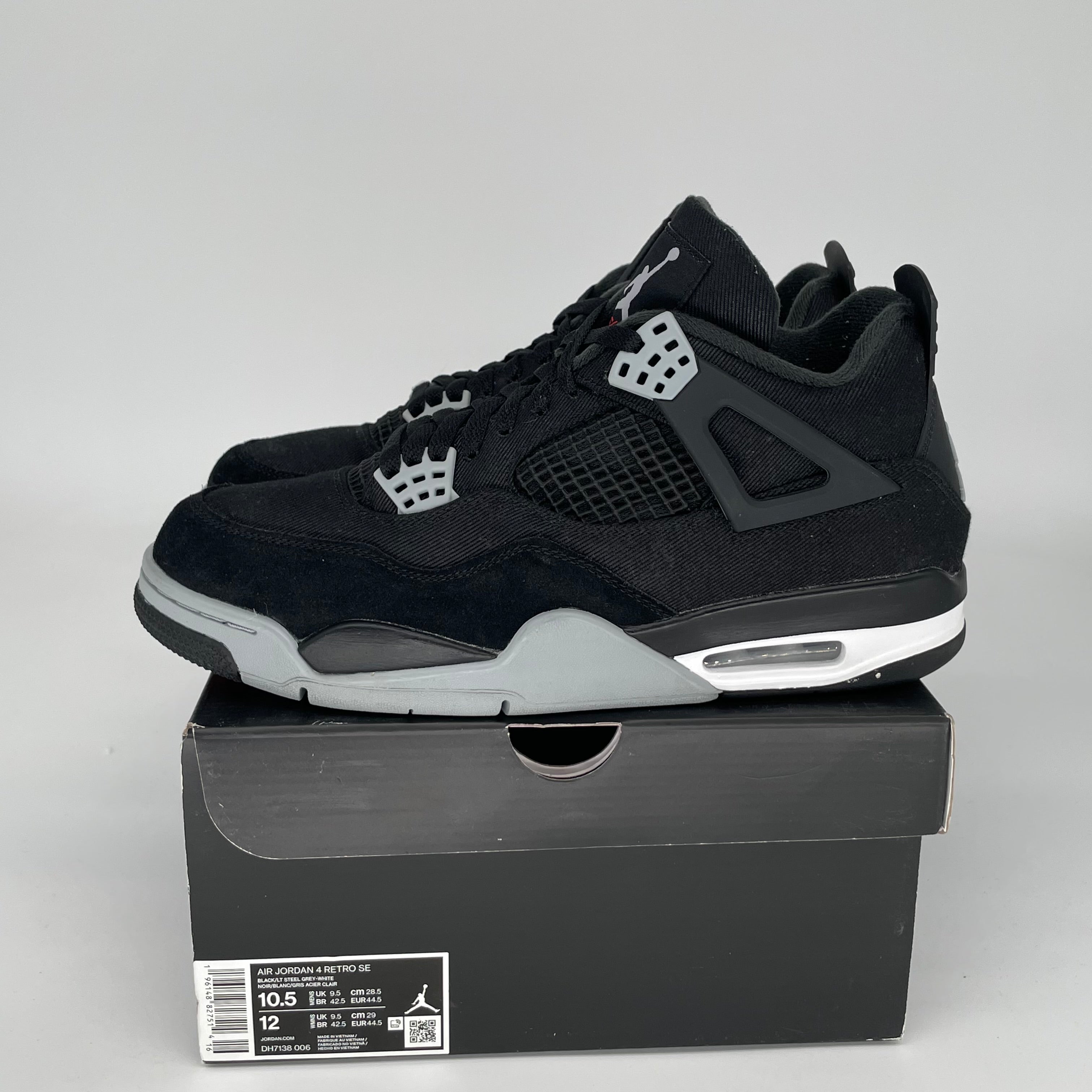 AIR JORDAN 4 Retro Black Canvas Men's Sneakers - Size 10.5 (DH7138-006) | Basketball Shoes for Men, Streetwear Fashion & Casual Wear