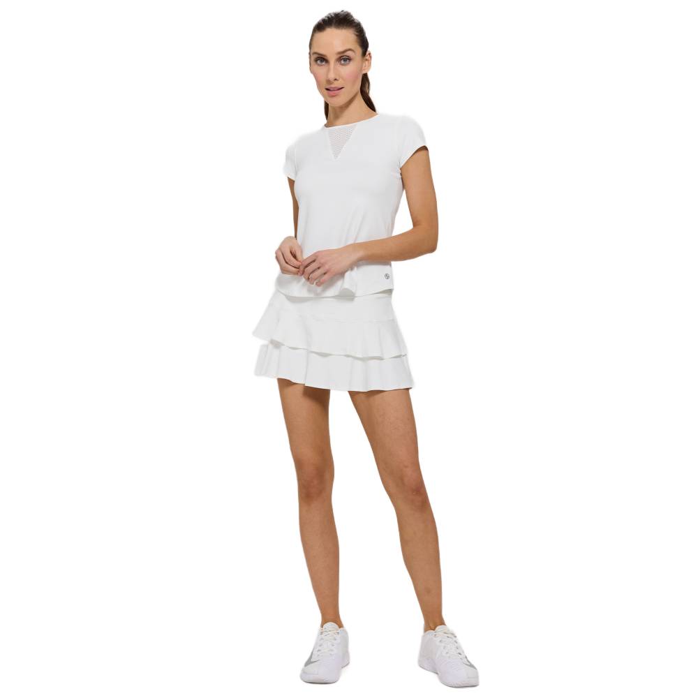 Lija Women's Elite Match Tennis Skirt - White | High-Performance Athletic Skirt for Tennis, Golf & Running | Breathable & Comfortable Sports Skirt for Women